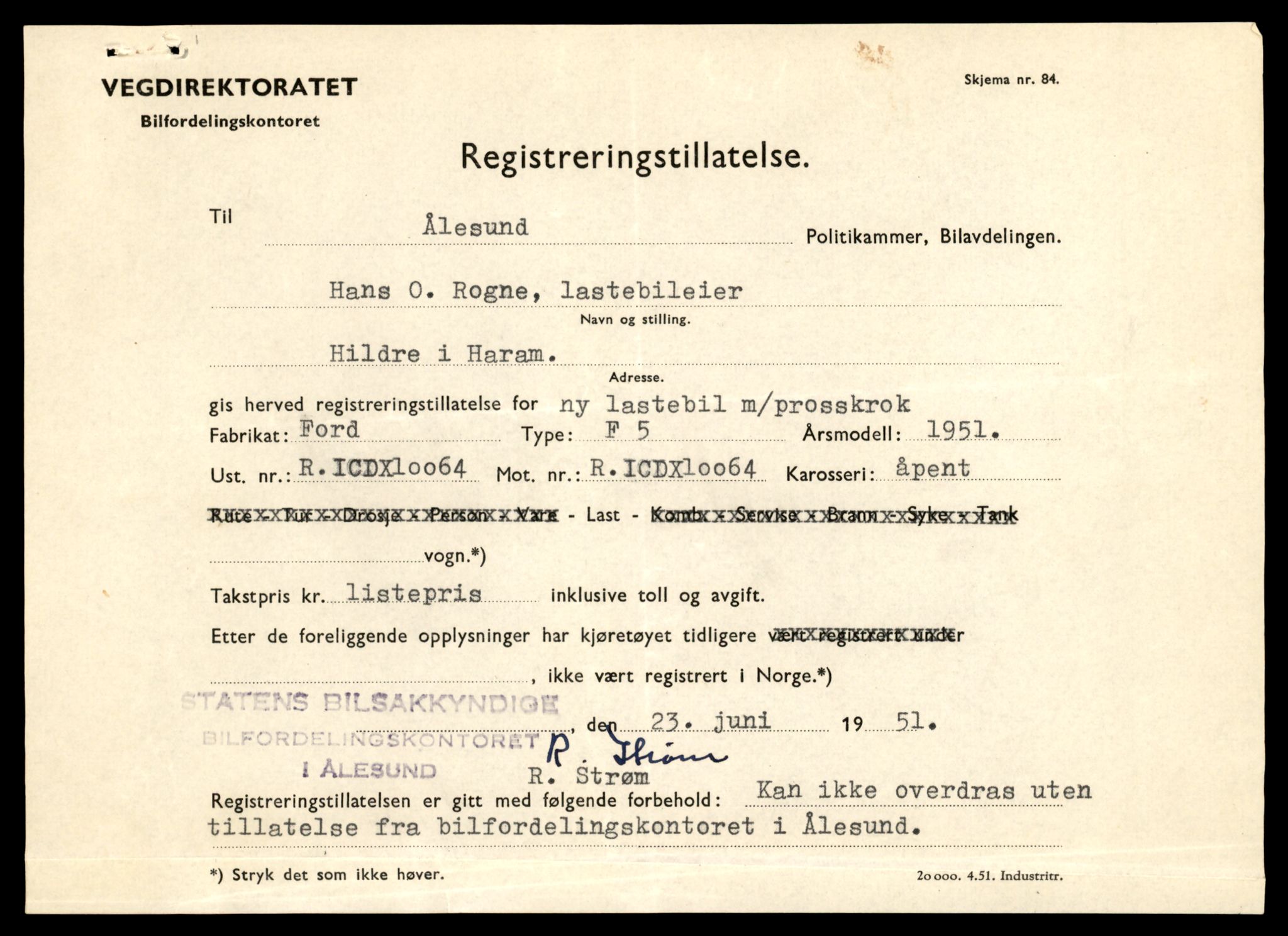 Møre og Romsdal vegkontor - Ålesund trafikkstasjon, AV/SAT-A-4099/F/Fe/L0036: Registreringskort for kjøretøy T 12831 - T 13030, 1927-1998, p. 2207