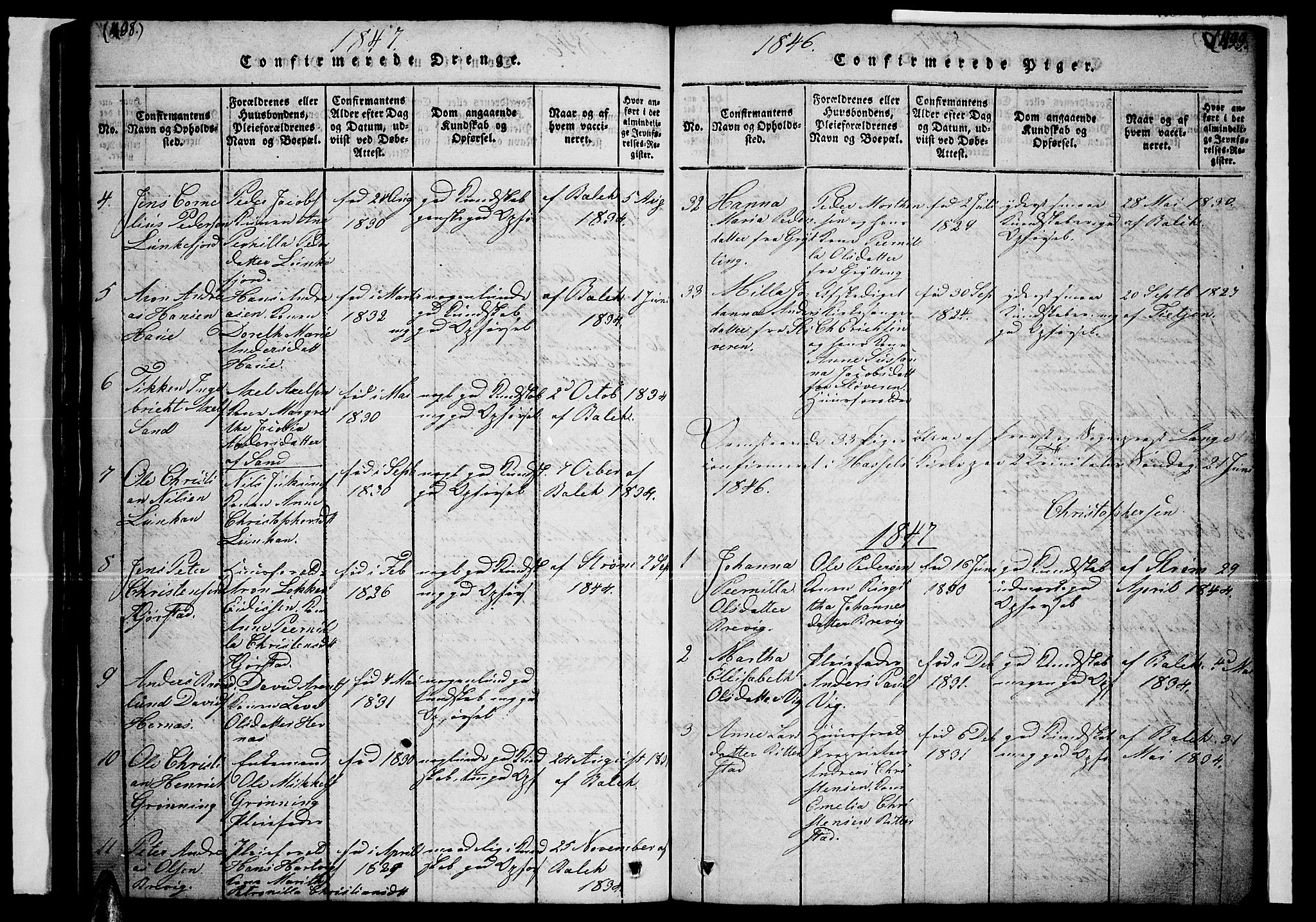 Ministerialprotokoller, klokkerbøker og fødselsregistre - Nordland, AV/SAT-A-1459/888/L1263: Parish register (copy) no. 888C02 /1, 1820-1850, p. 498-499