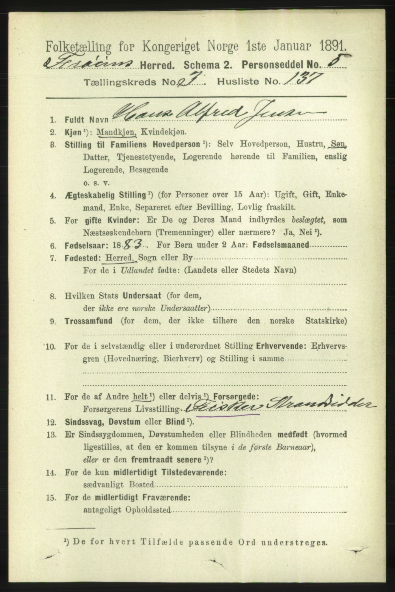 RA, 1891 census for 1619 Frøya, 1891, p. 2866