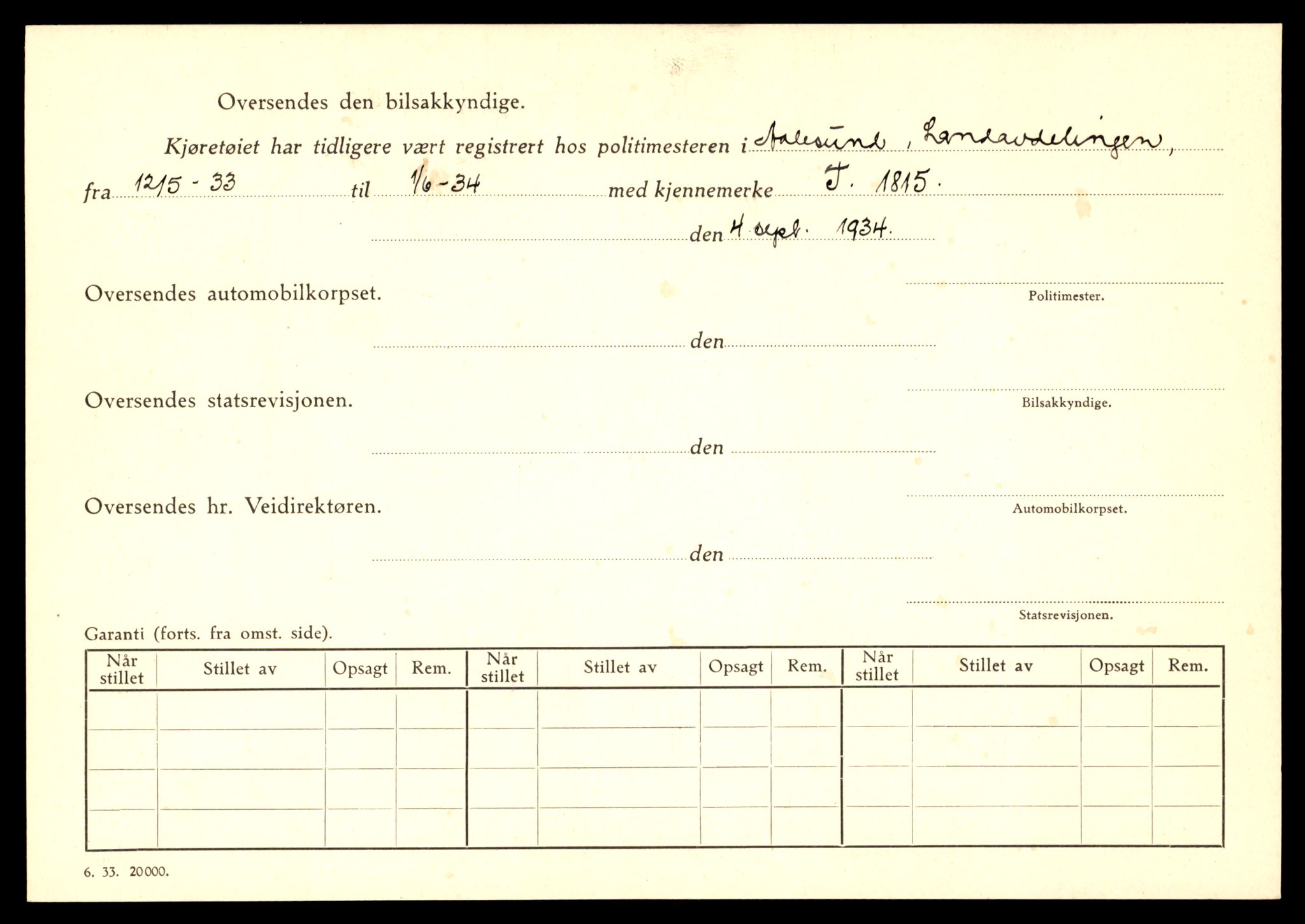 Møre og Romsdal vegkontor - Ålesund trafikkstasjon, SAT/A-4099/F/Fe/L0014: Registreringskort for kjøretøy T 1565 - T 1698, 1927-1998, p. 536