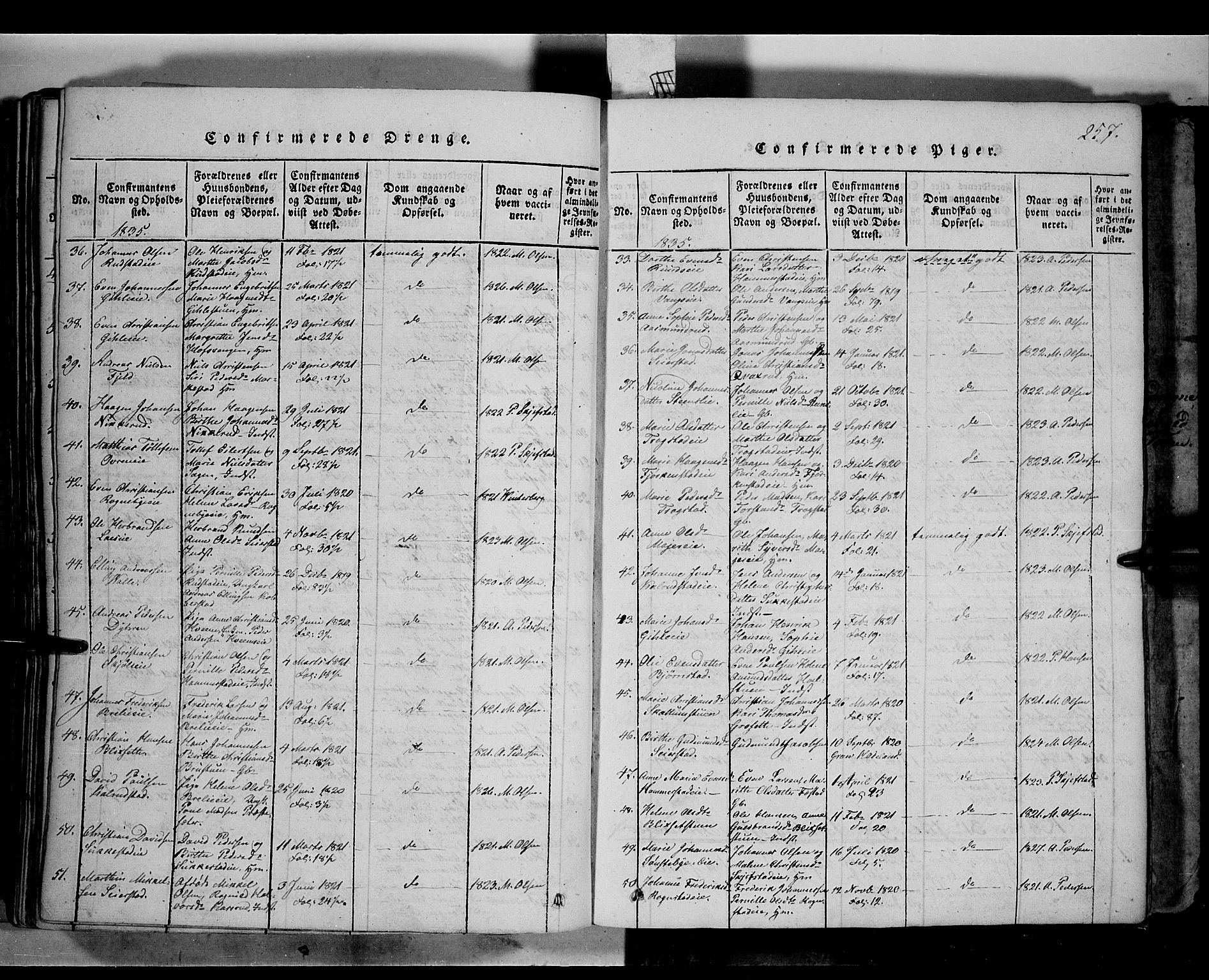 Østre Toten prestekontor, SAH/PREST-104/H/Ha/Haa/L0001: Parish register (official) no. 1, 1828-1839, p. 257