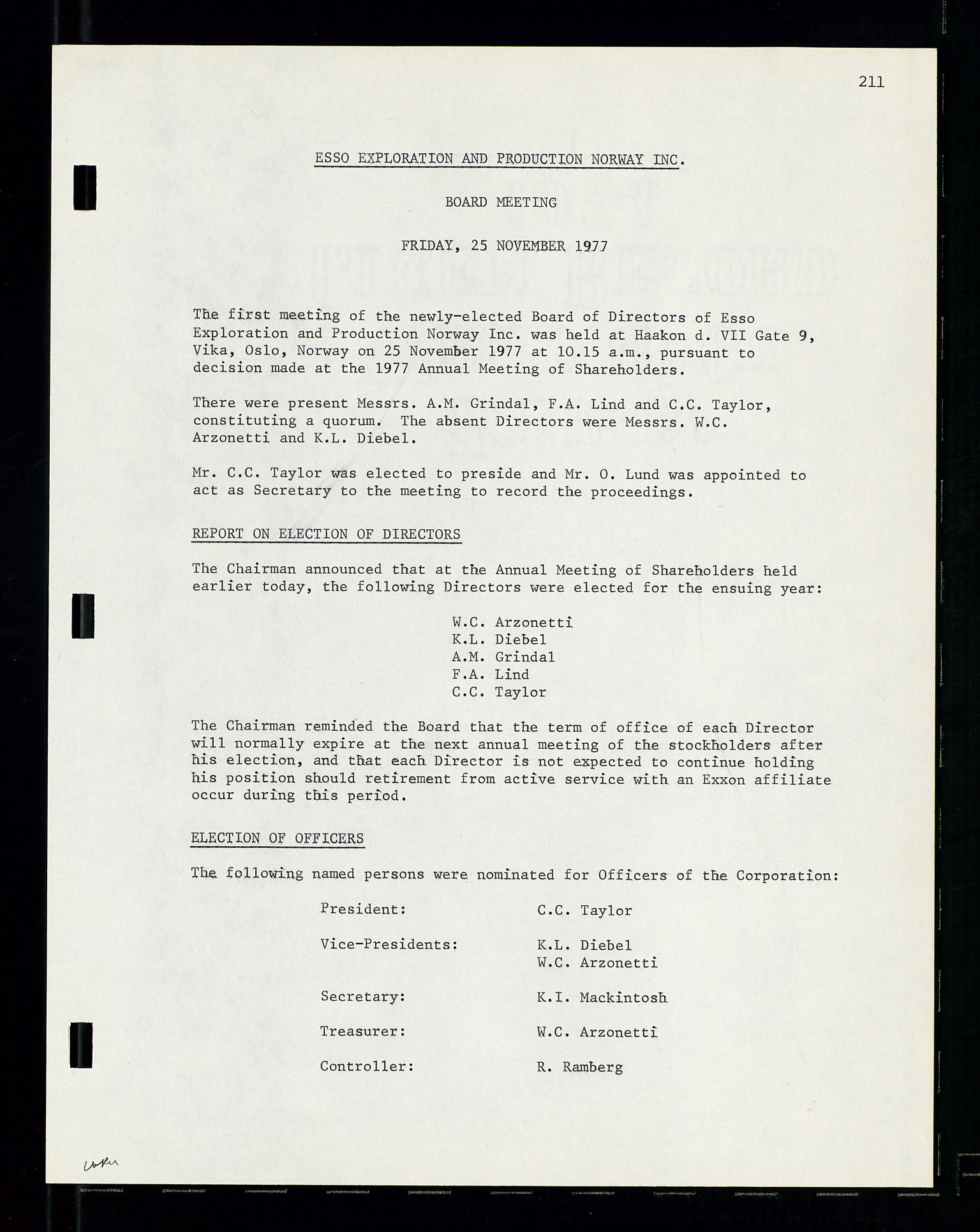 Pa 1512 - Esso Exploration and Production Norway Inc., SAST/A-101917/A/Aa/L0001/0002: Styredokumenter / Corporate records, Board meeting minutes, Agreements, Stocholder meetings, 1975-1979, p. 73