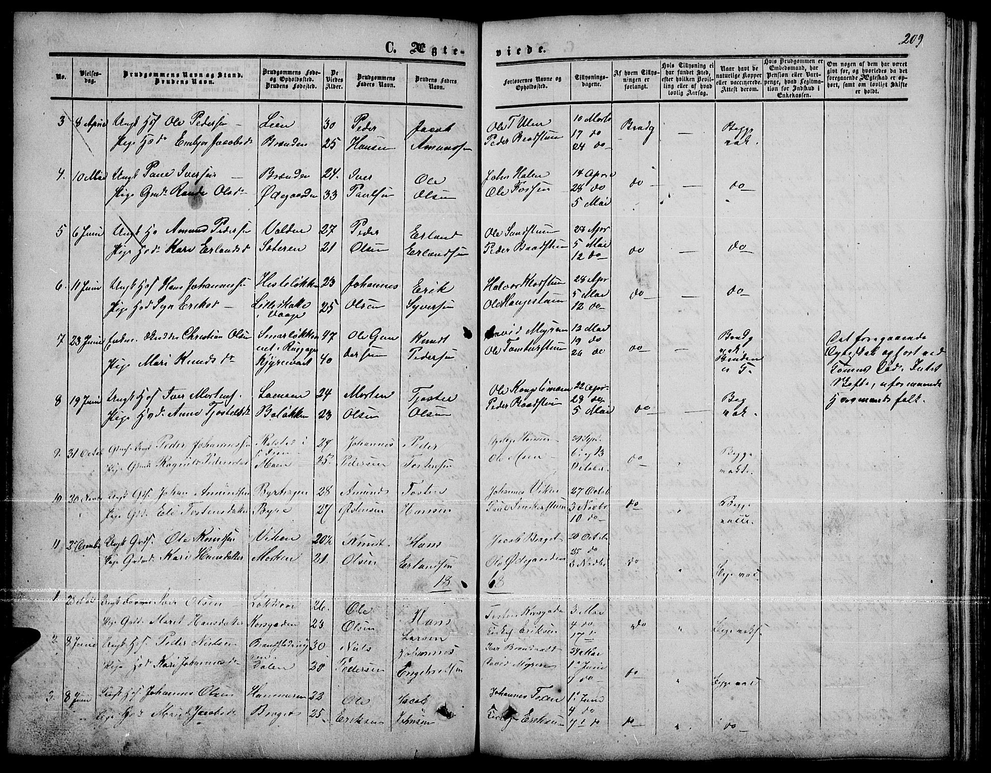 Nord-Fron prestekontor, SAH/PREST-080/H/Ha/Hab/L0001: Parish register (copy) no. 1, 1851-1883, p. 209