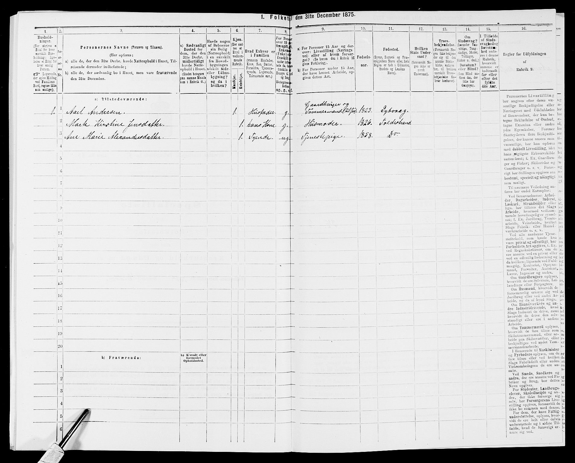 SAK, 1875 census for 0915P Dypvåg, 1875, p. 1102