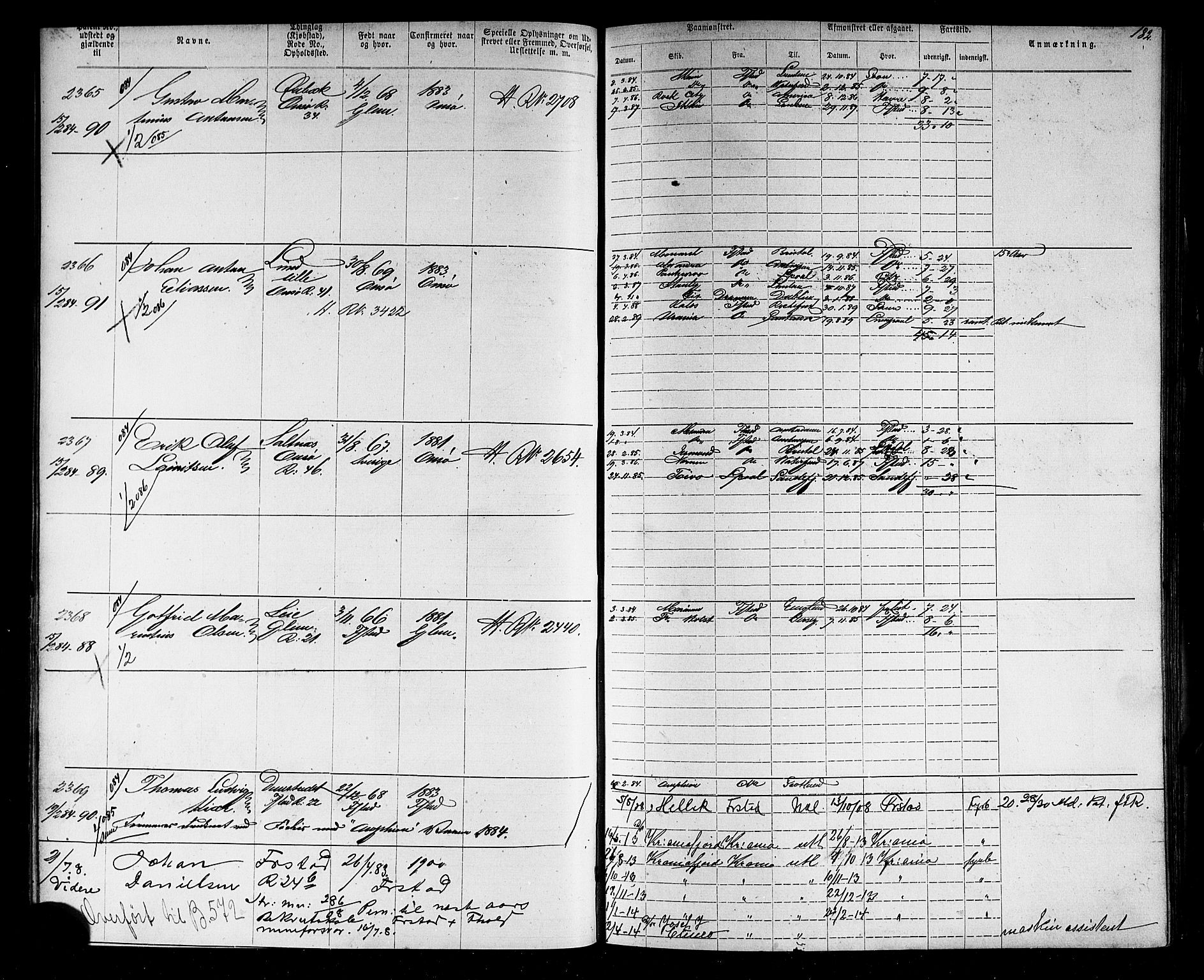 Fredrikstad mønstringskontor, SAO/A-10569b/F/Fc/Fca/L0005: Annotasjonsrulle, 1884-1899, p. 189