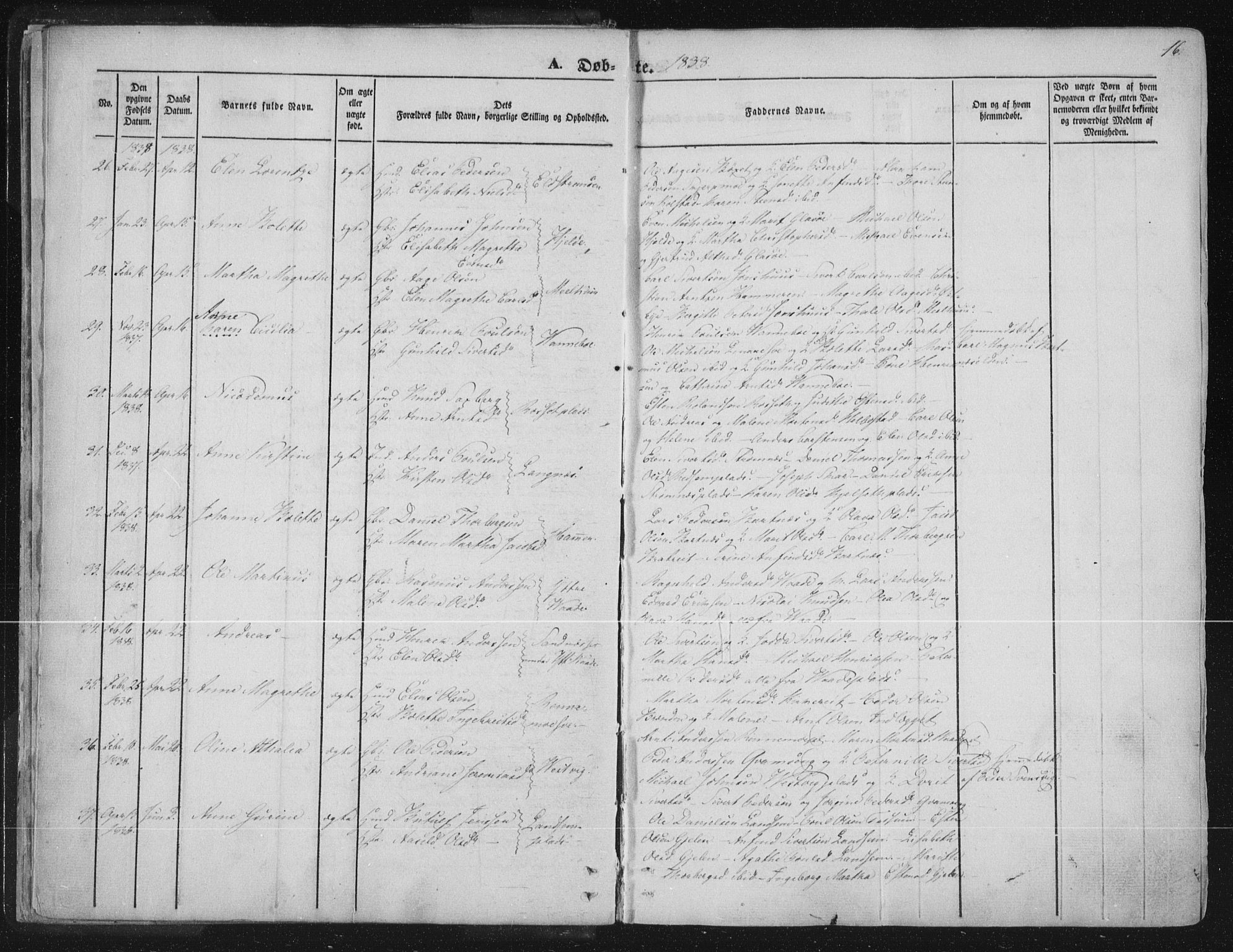 Ministerialprotokoller, klokkerbøker og fødselsregistre - Nord-Trøndelag, SAT/A-1458/741/L0392: Parish register (official) no. 741A06, 1836-1848, p. 16