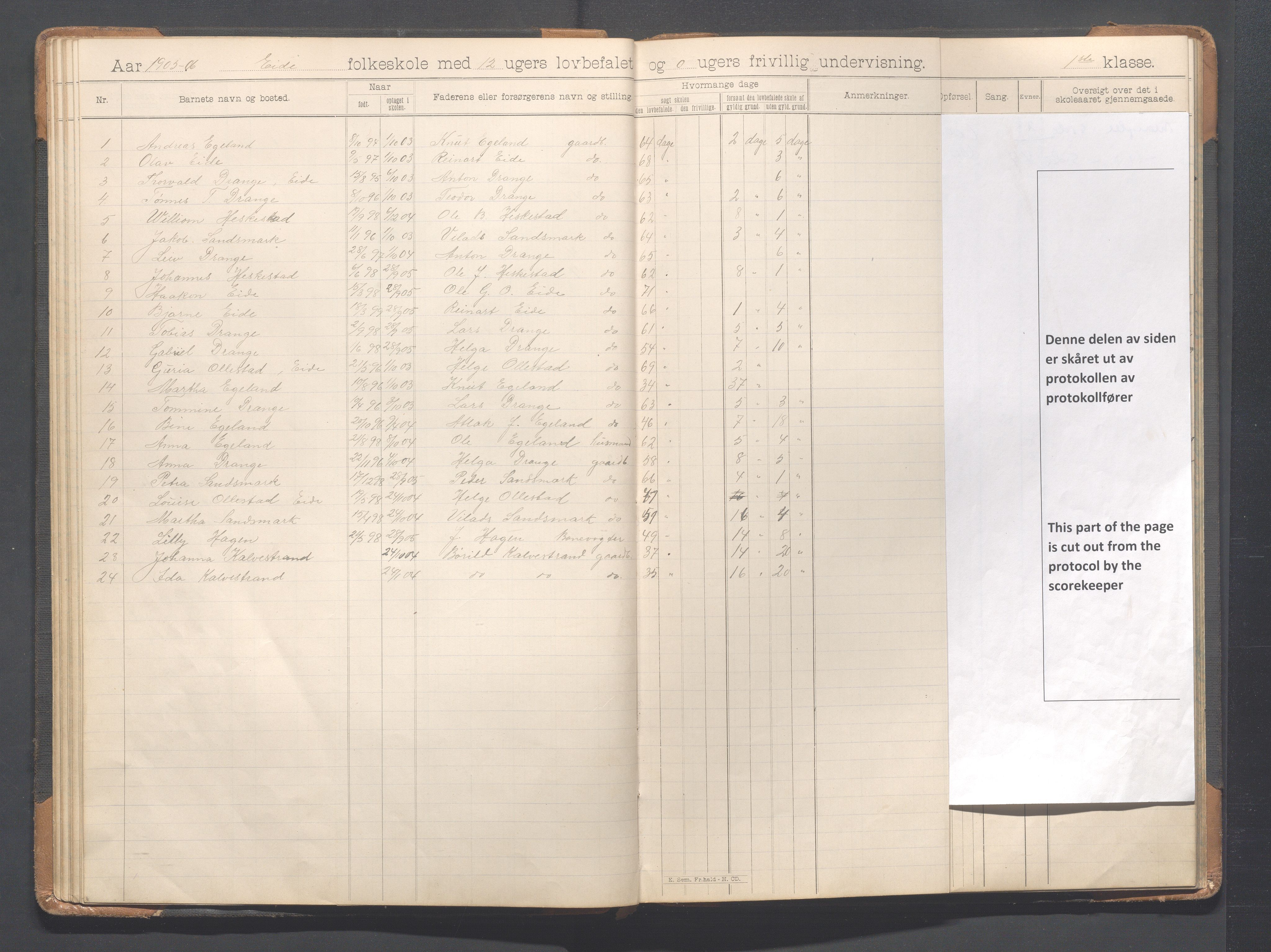 Heskestad kommune - Eide skole, IKAR/K-101744/H/L0001: Skoleprotokoll, 1898-1922, p. 33