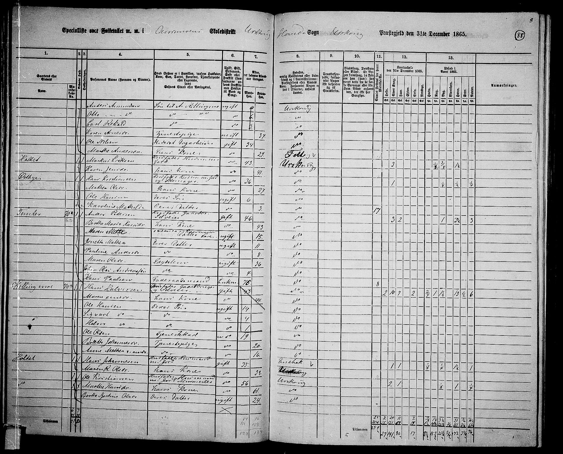 RA, 1865 census for Aurskog, 1865, p. 81