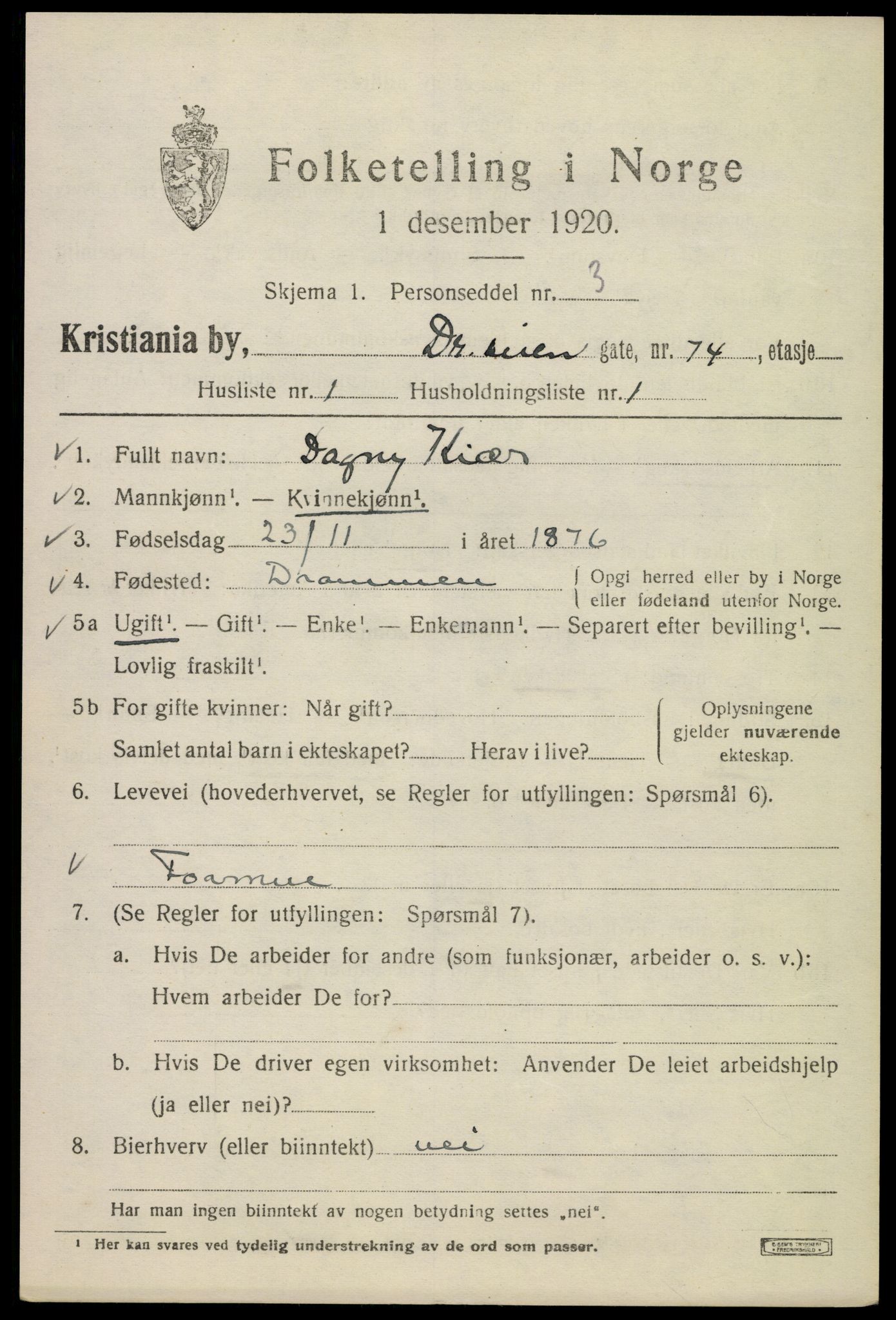 SAO, 1920 census for Kristiania, 1920, p. 202463