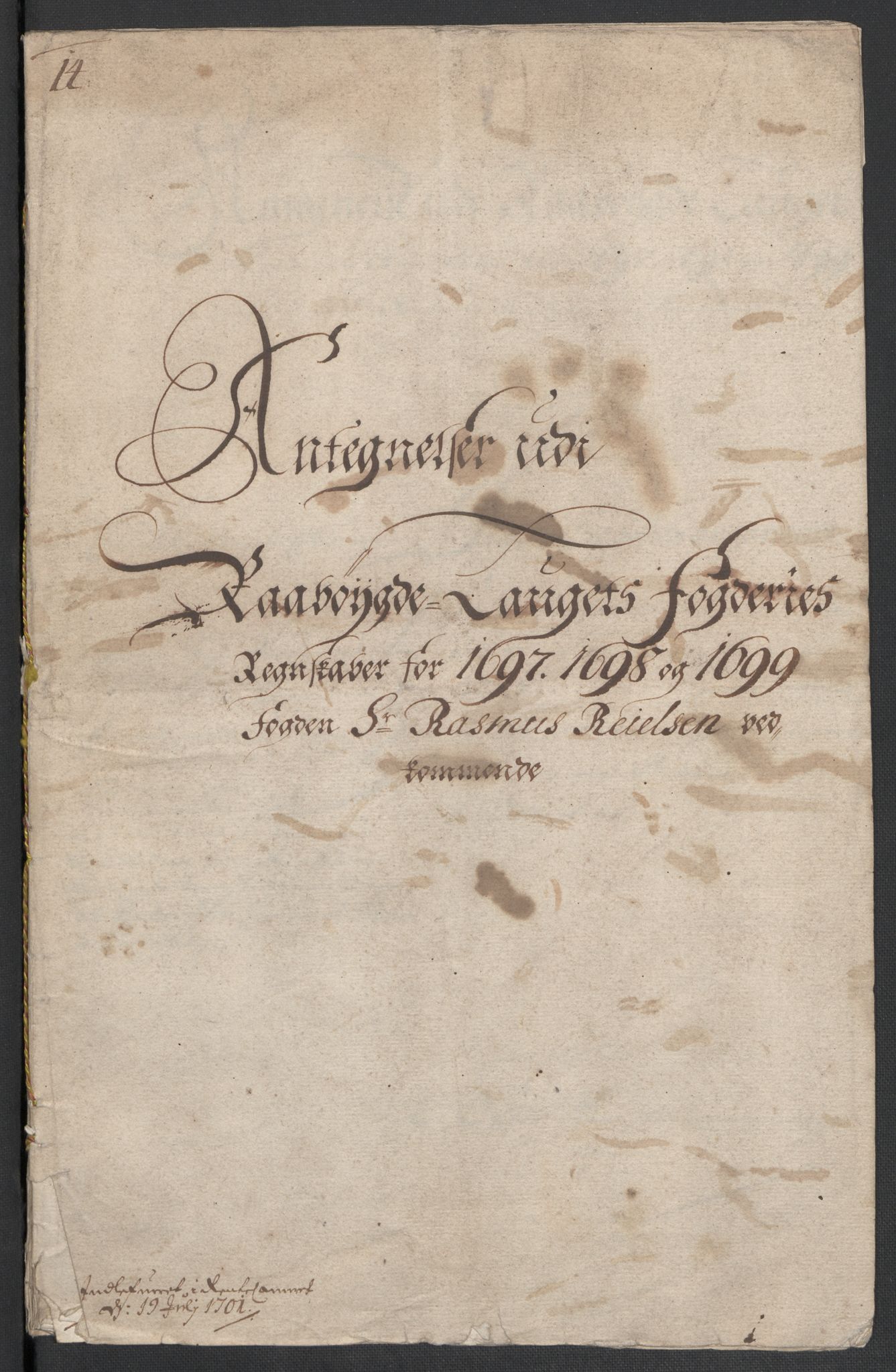 Rentekammeret inntil 1814, Reviderte regnskaper, Fogderegnskap, AV/RA-EA-4092/R40/L2445: Fogderegnskap Råbyggelag, 1697-1699, p. 305