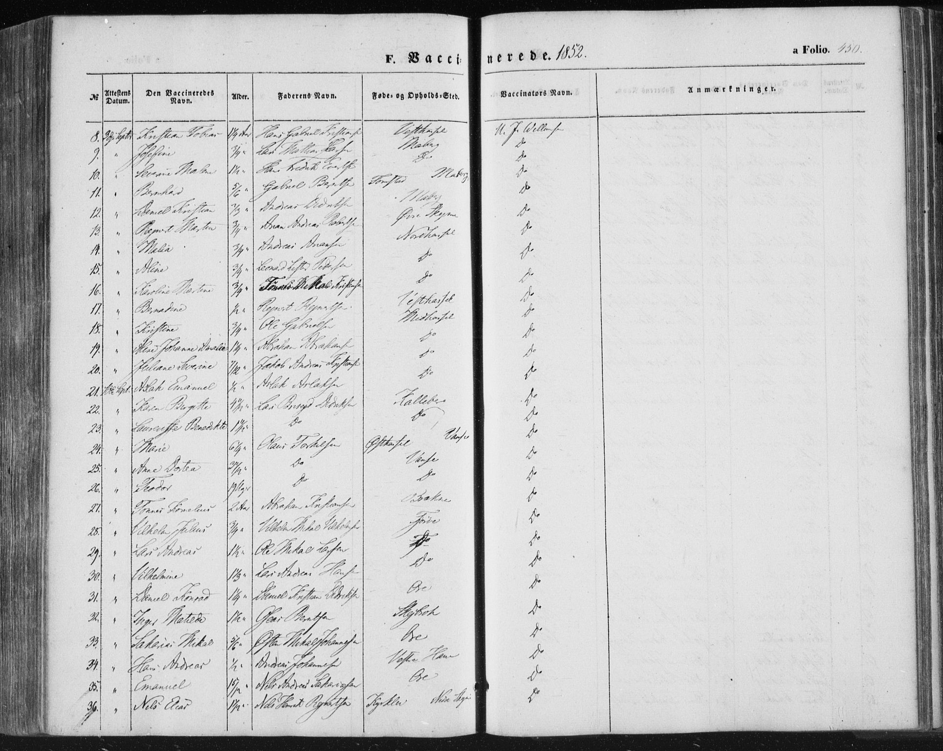 Lista sokneprestkontor, SAK/1111-0027/F/Fa/L0010: Parish register (official) no. A 10, 1846-1861, p. 450