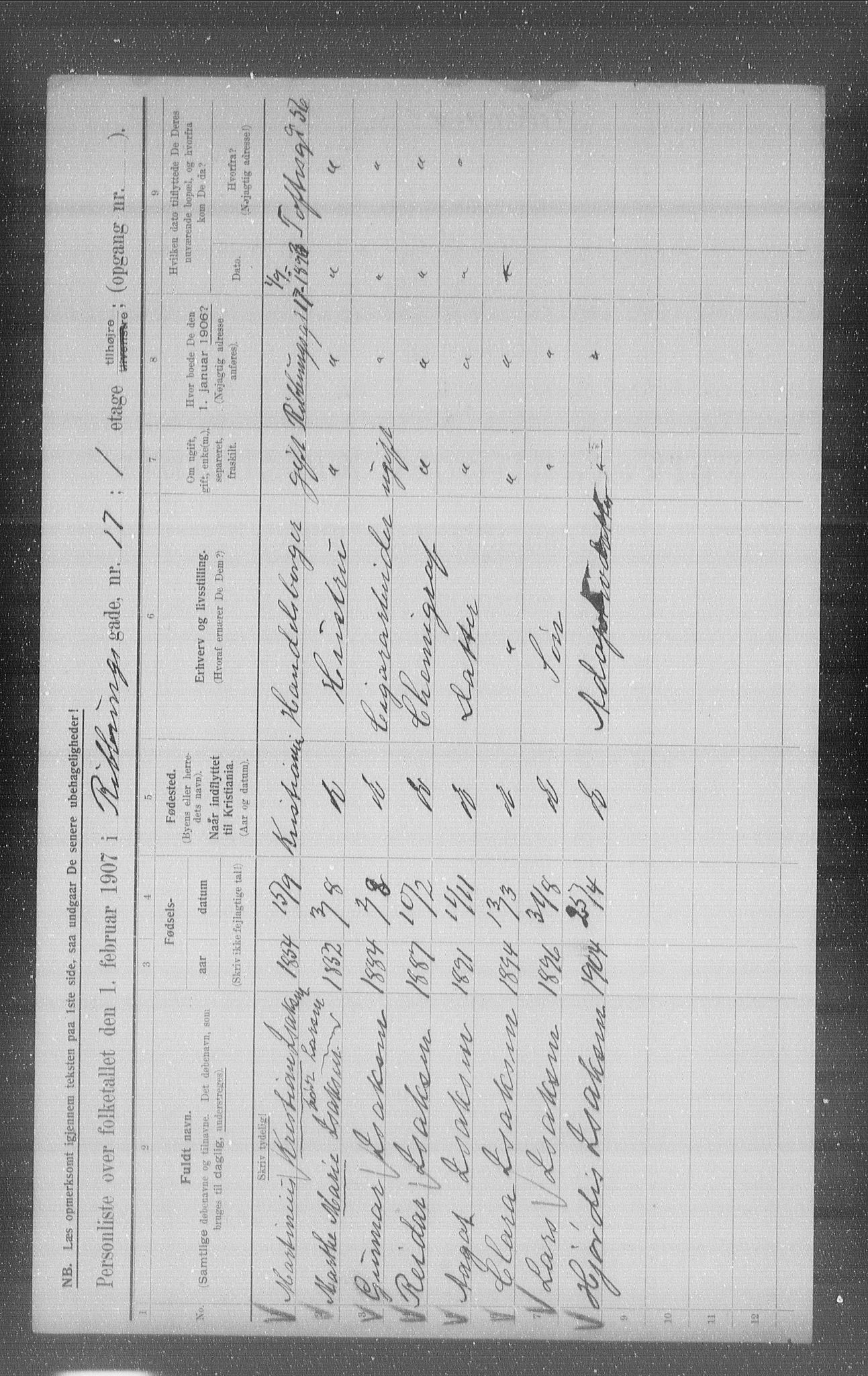 OBA, Municipal Census 1907 for Kristiania, 1907, p. 42350