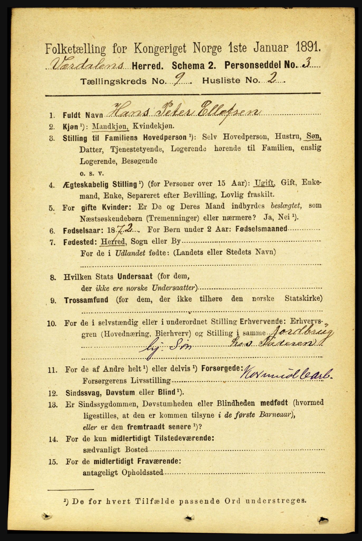 RA, 1891 census for 1721 Verdal, 1891, p. 4992