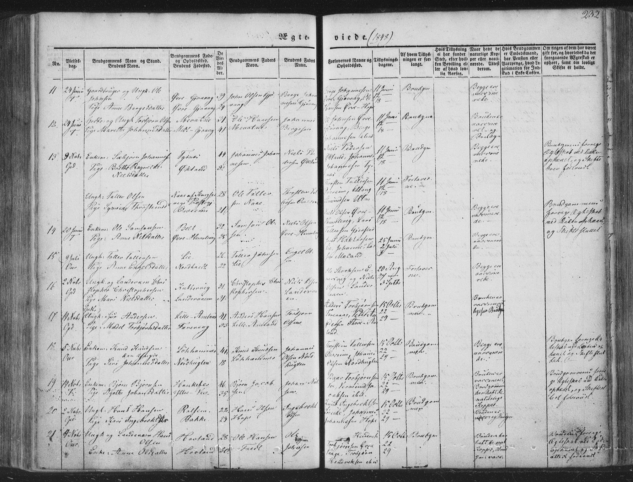 Tysnes sokneprestembete, AV/SAB-A-78601/H/Haa: Parish register (official) no. A 10, 1848-1859, p. 232