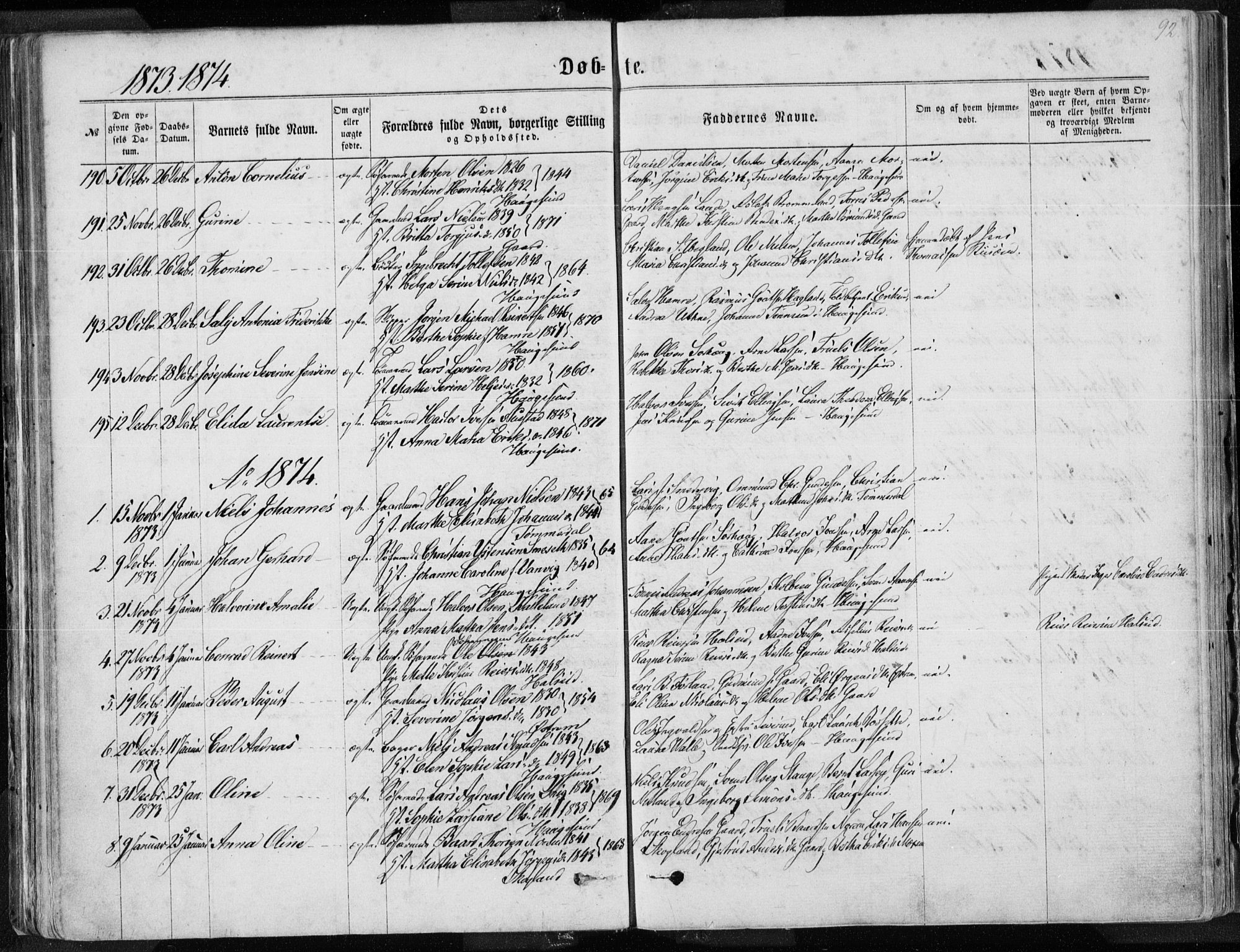 Torvastad sokneprestkontor, AV/SAST-A -101857/H/Ha/Haa/L0012: Parish register (official) no. A 12.1, 1867-1877, p. 92