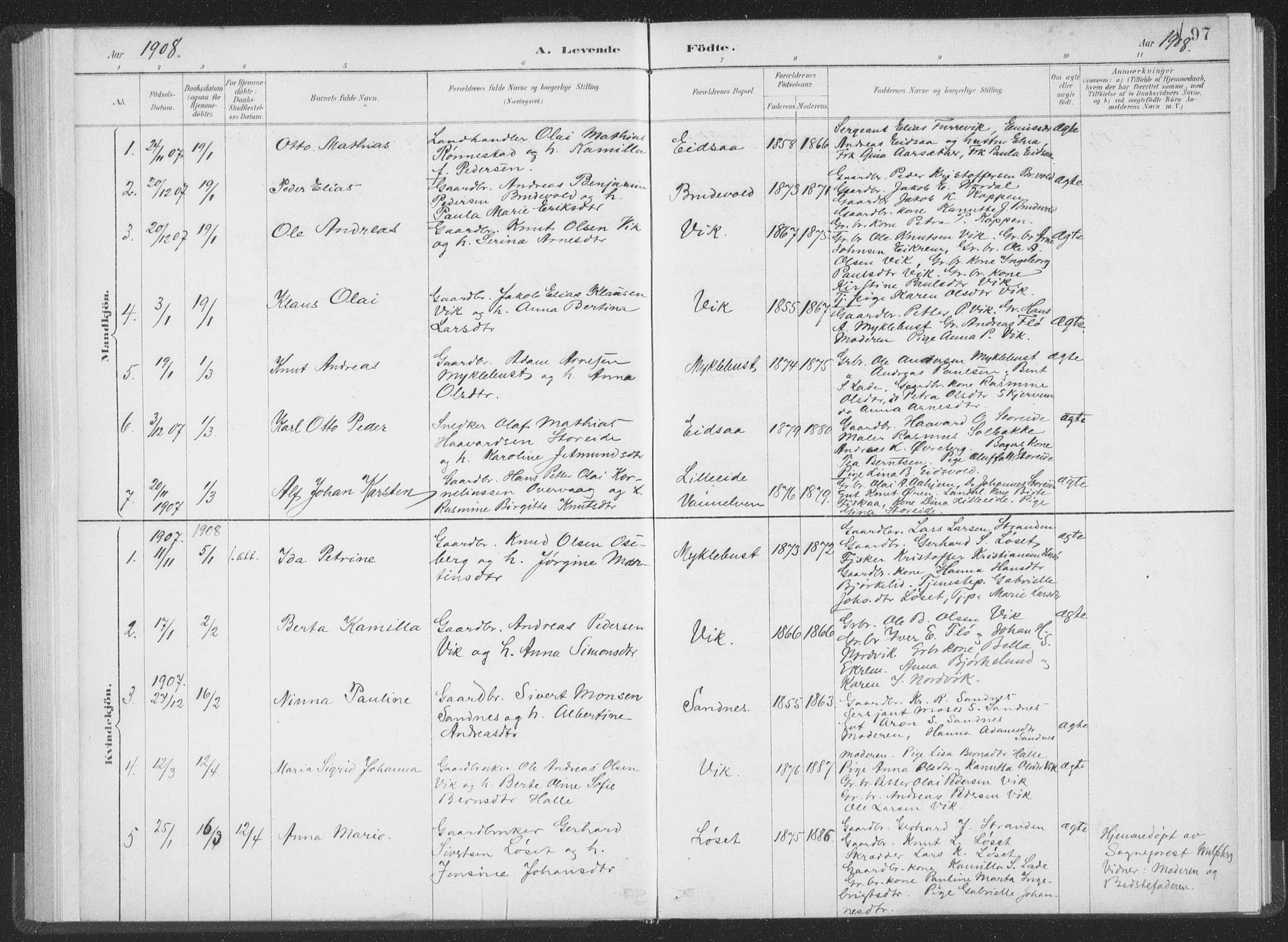 Ministerialprotokoller, klokkerbøker og fødselsregistre - Møre og Romsdal, AV/SAT-A-1454/502/L0025: Parish register (official) no. 502A03, 1885-1909, p. 97