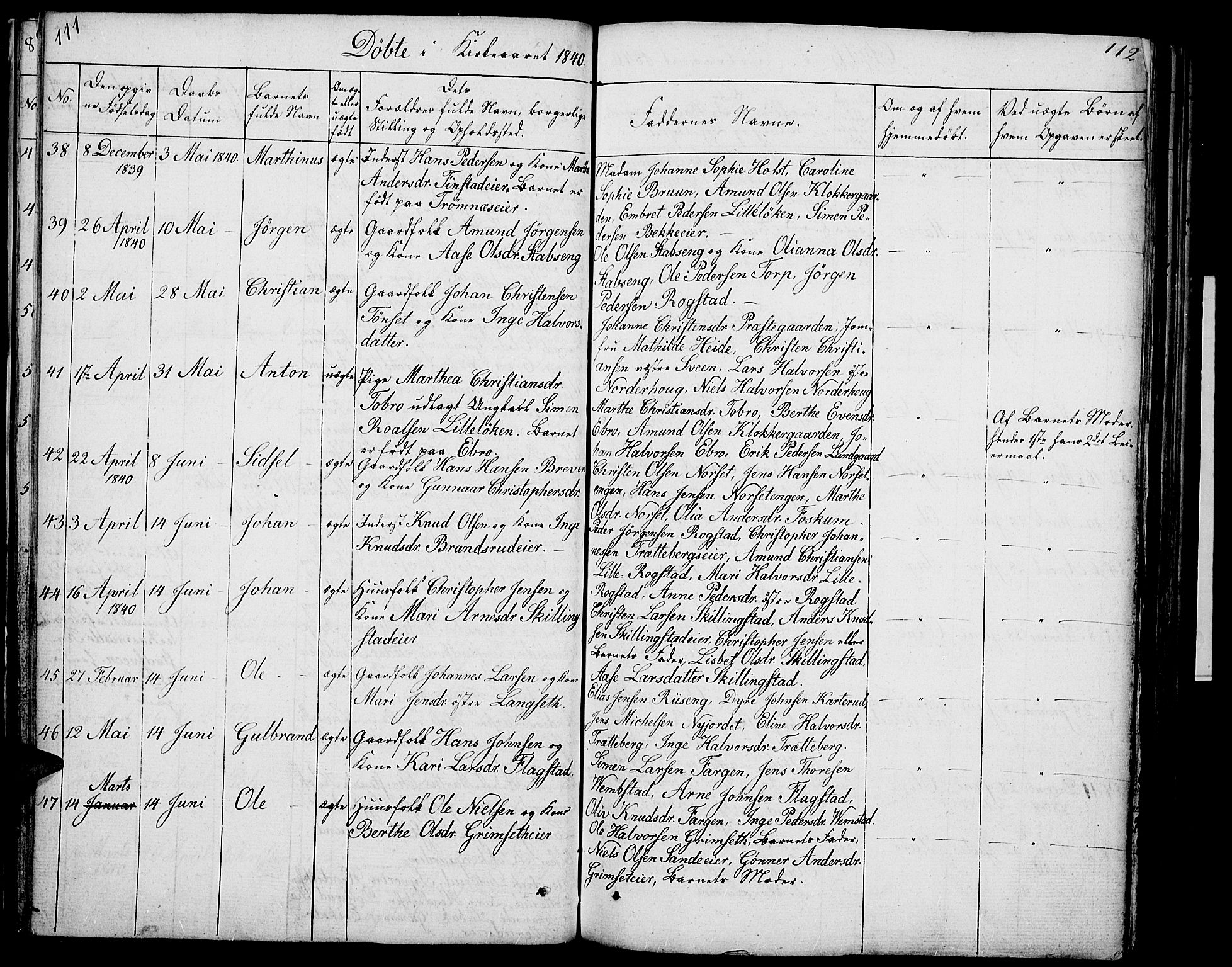 Løten prestekontor, AV/SAH-PREST-022/L/La/L0002: Parish register (copy) no. 2, 1832-1850, p. 111-112