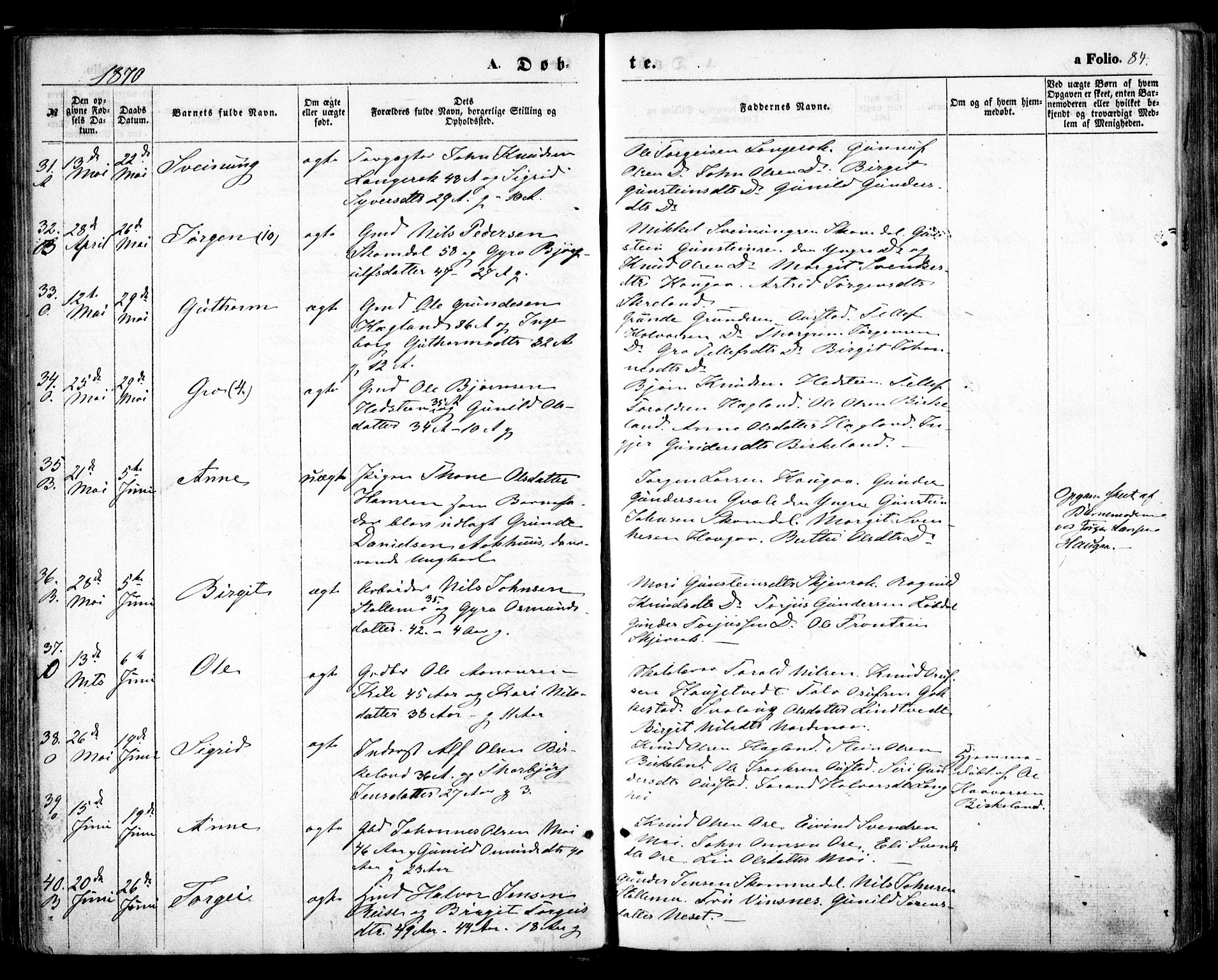 Bygland sokneprestkontor, AV/SAK-1111-0006/F/Fa/Fab/L0005: Parish register (official) no. A 5, 1859-1873, p. 84