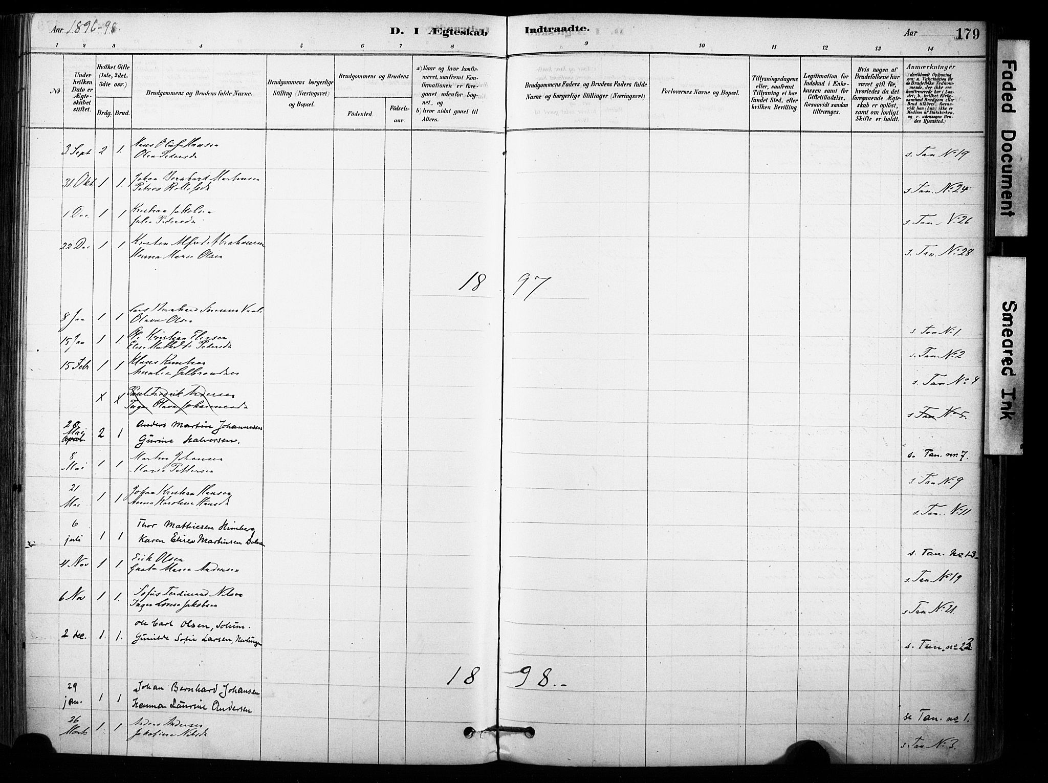 Brunlanes kirkebøker, SAKO/A-342/F/Fb/L0001: Parish register (official) no. II 1, 1878-1899, p. 179