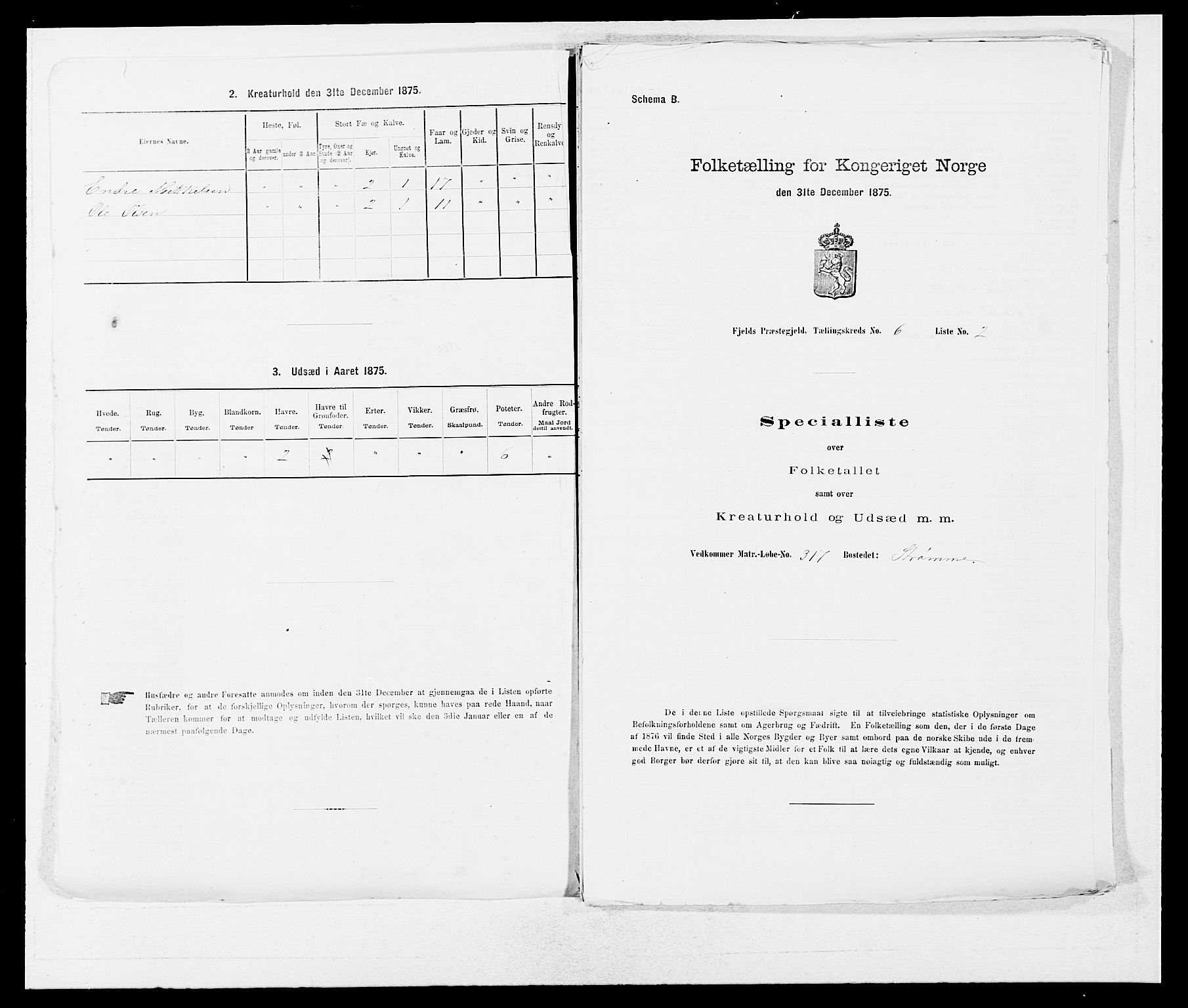 SAB, 1875 census for 1246P Fjell, 1875, p. 726