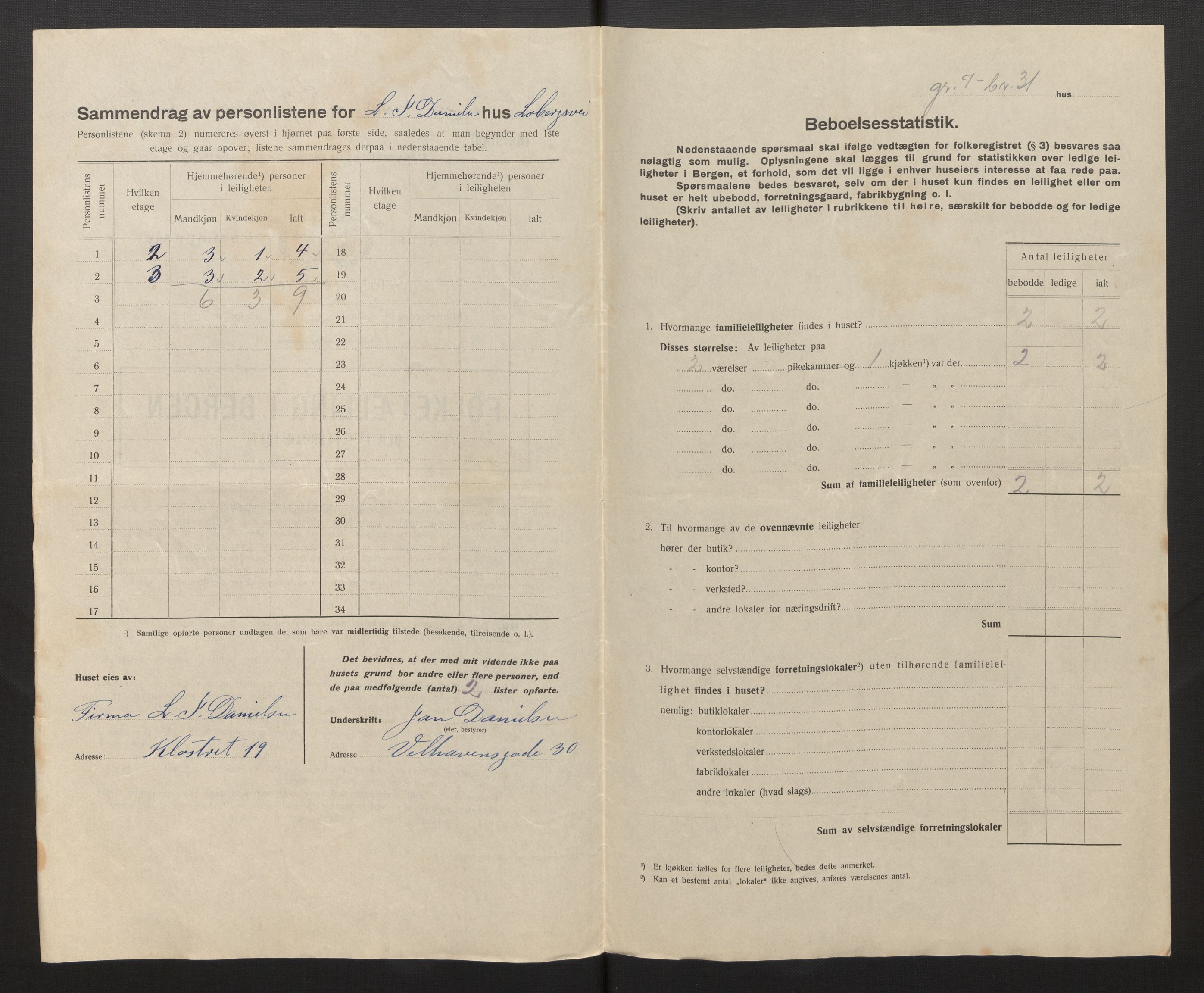 SAB, Municipal Census 1917 for Bergen, 1917, p. 48303