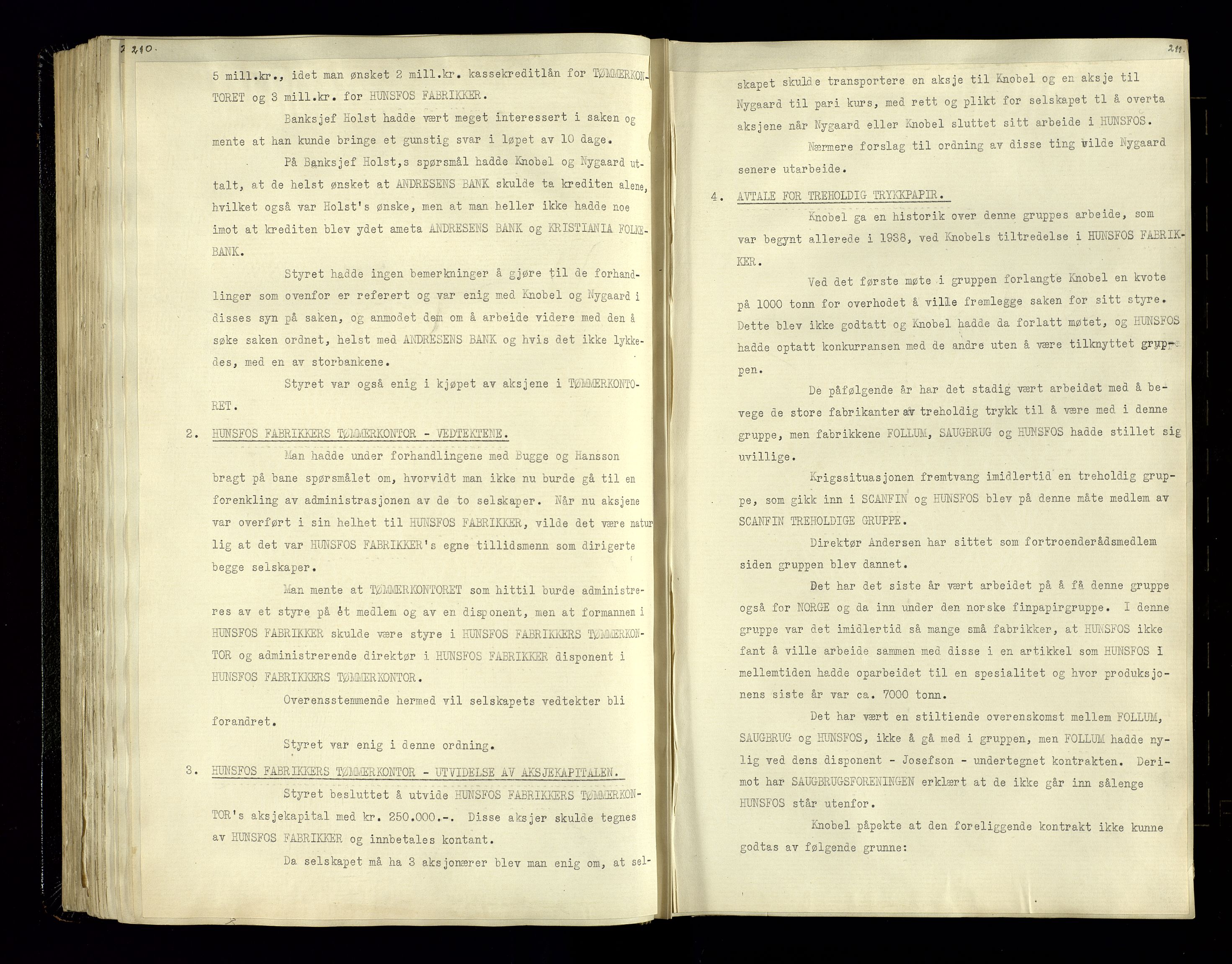 Hunsfos fabrikker, AV/SAK-D/1440/02/L0006: Referatprotokoll fra styremøter, 1938-1950, p. 210-211