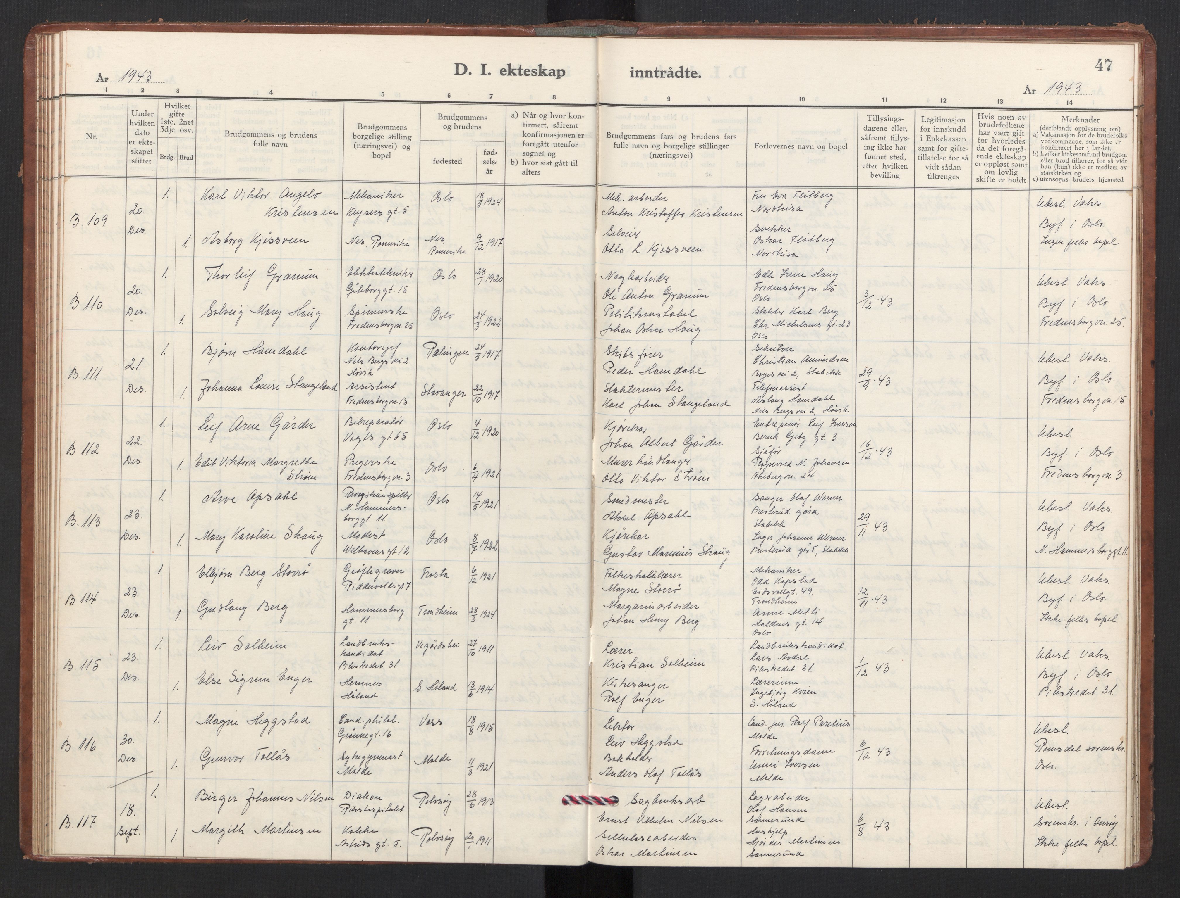 Trefoldighet prestekontor Kirkebøker, AV/SAO-A-10882/F/Fg/L0003: Parish register (official) no. VII 3, 1940-1948, p. 47