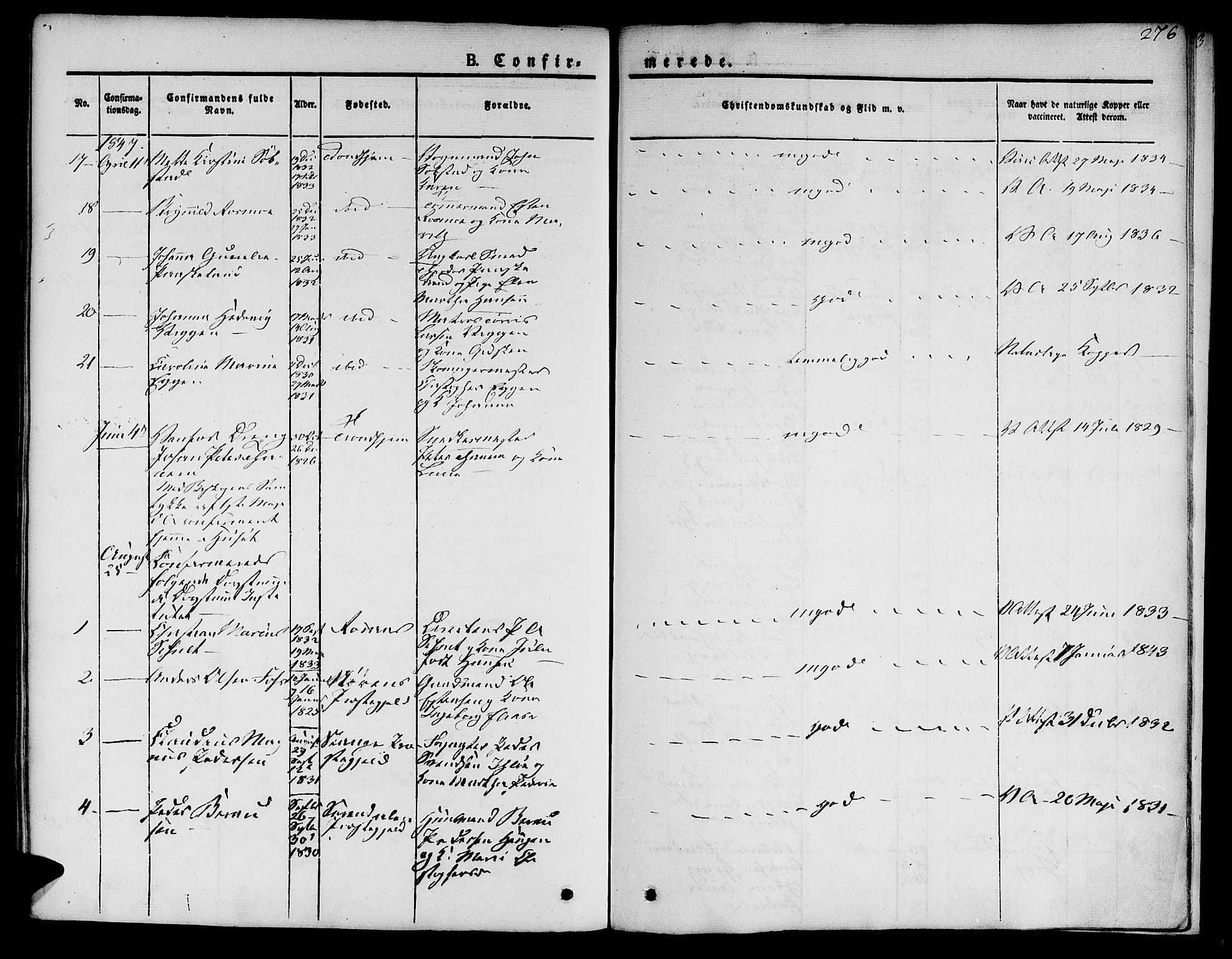 Ministerialprotokoller, klokkerbøker og fødselsregistre - Sør-Trøndelag, AV/SAT-A-1456/601/L0048: Parish register (official) no. 601A16, 1840-1847, p. 276