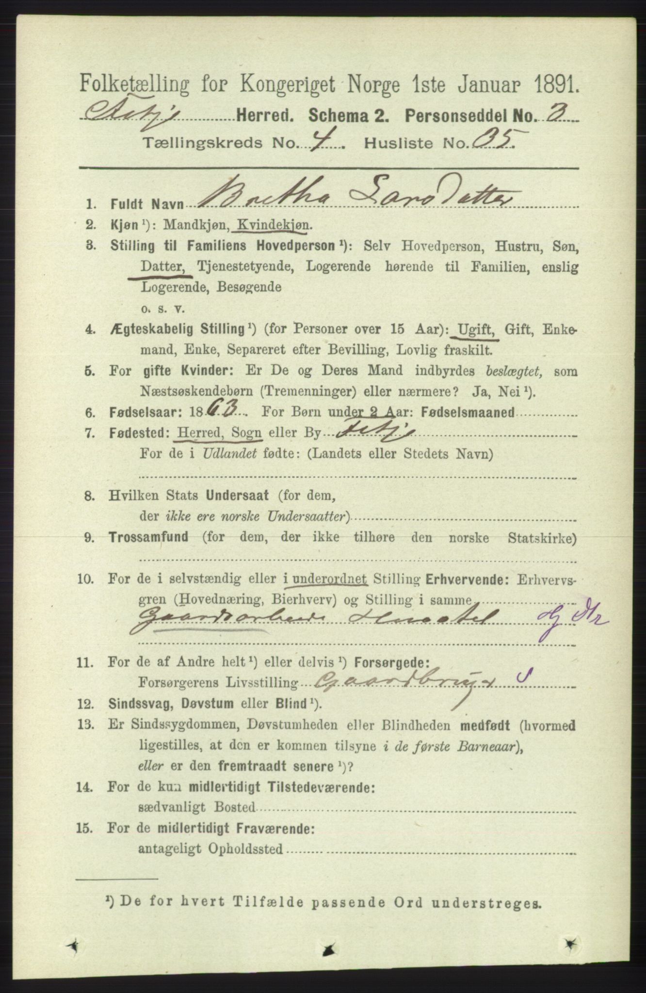 RA, 1891 census for 1222 Fitjar, 1891, p. 1533