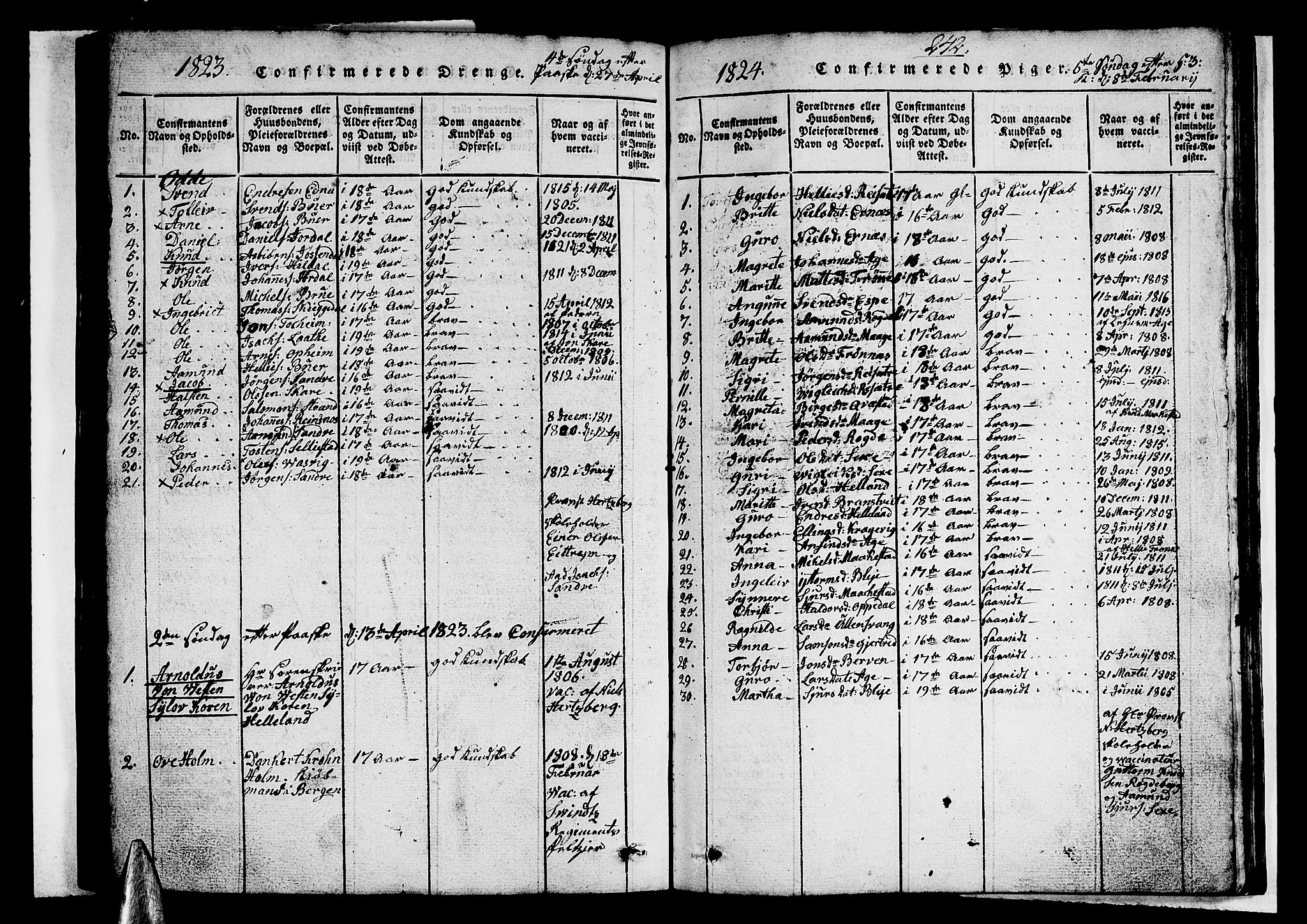 Ullensvang sokneprestembete, AV/SAB-A-78701/H/Hab: Parish register (copy) no. A 3, 1817-1825, p. 242