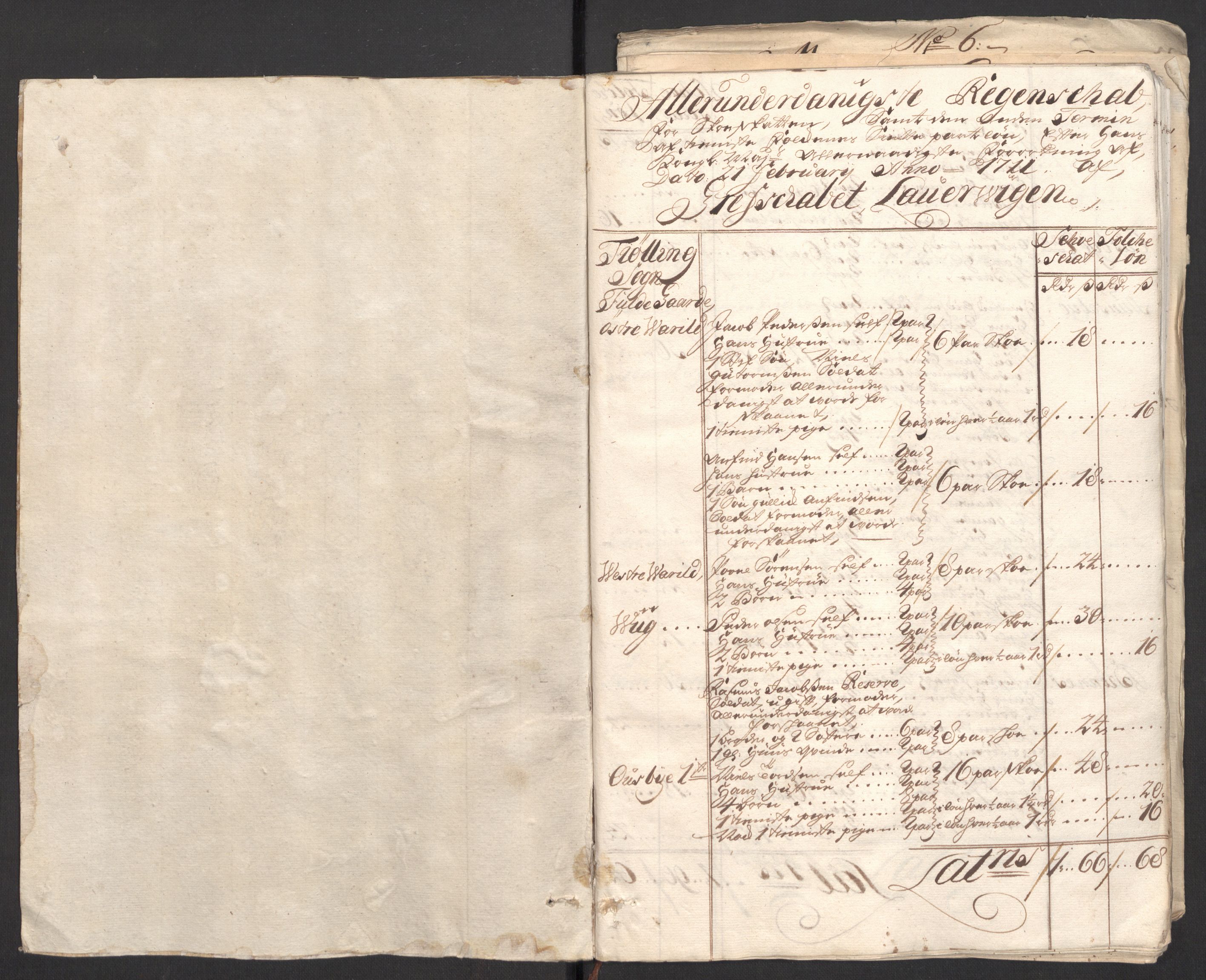Rentekammeret inntil 1814, Reviderte regnskaper, Fogderegnskap, AV/RA-EA-4092/R33/L1982: Fogderegnskap Larvik grevskap, 1711, p. 118