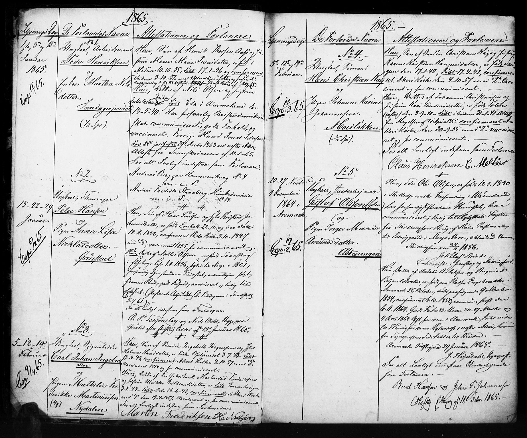 Vestre Aker prestekontor Kirkebøker, SAO/A-10025/H/Ha/L0001: Banns register no. 1, 1865-1878