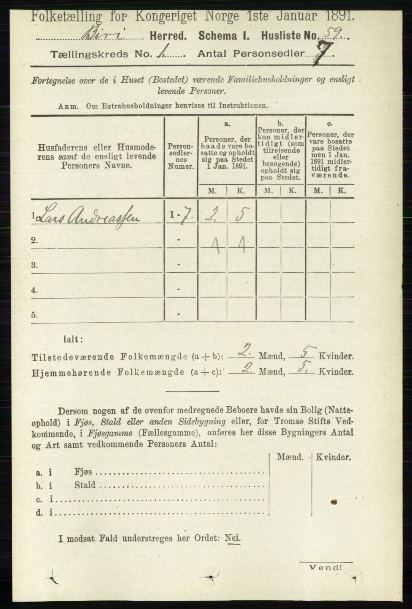 RA, 1891 census for 0525 Biri, 1891, p. 97