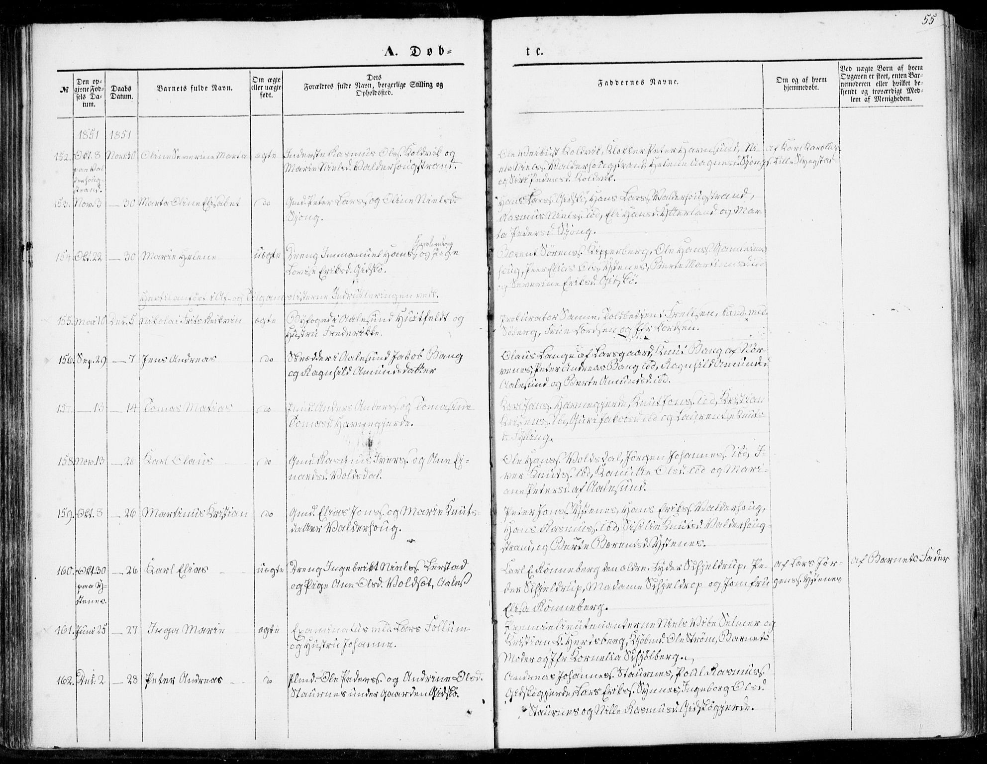 Ministerialprotokoller, klokkerbøker og fødselsregistre - Møre og Romsdal, AV/SAT-A-1454/528/L0397: Parish register (official) no. 528A08, 1848-1858, p. 55