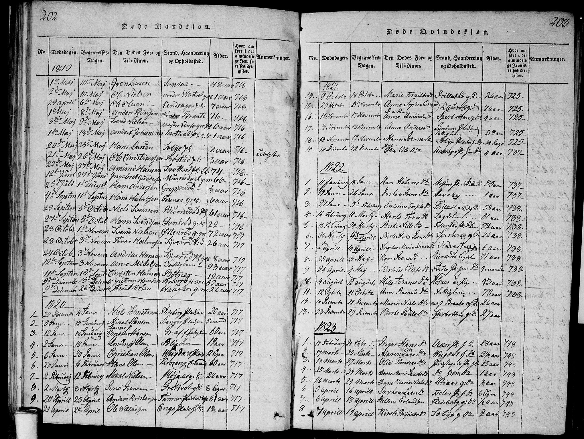 Våler prestekontor Kirkebøker, SAO/A-11083/G/Ga/L0001: Parish register (copy) no. I 1, 1815-1839, p. 202-203