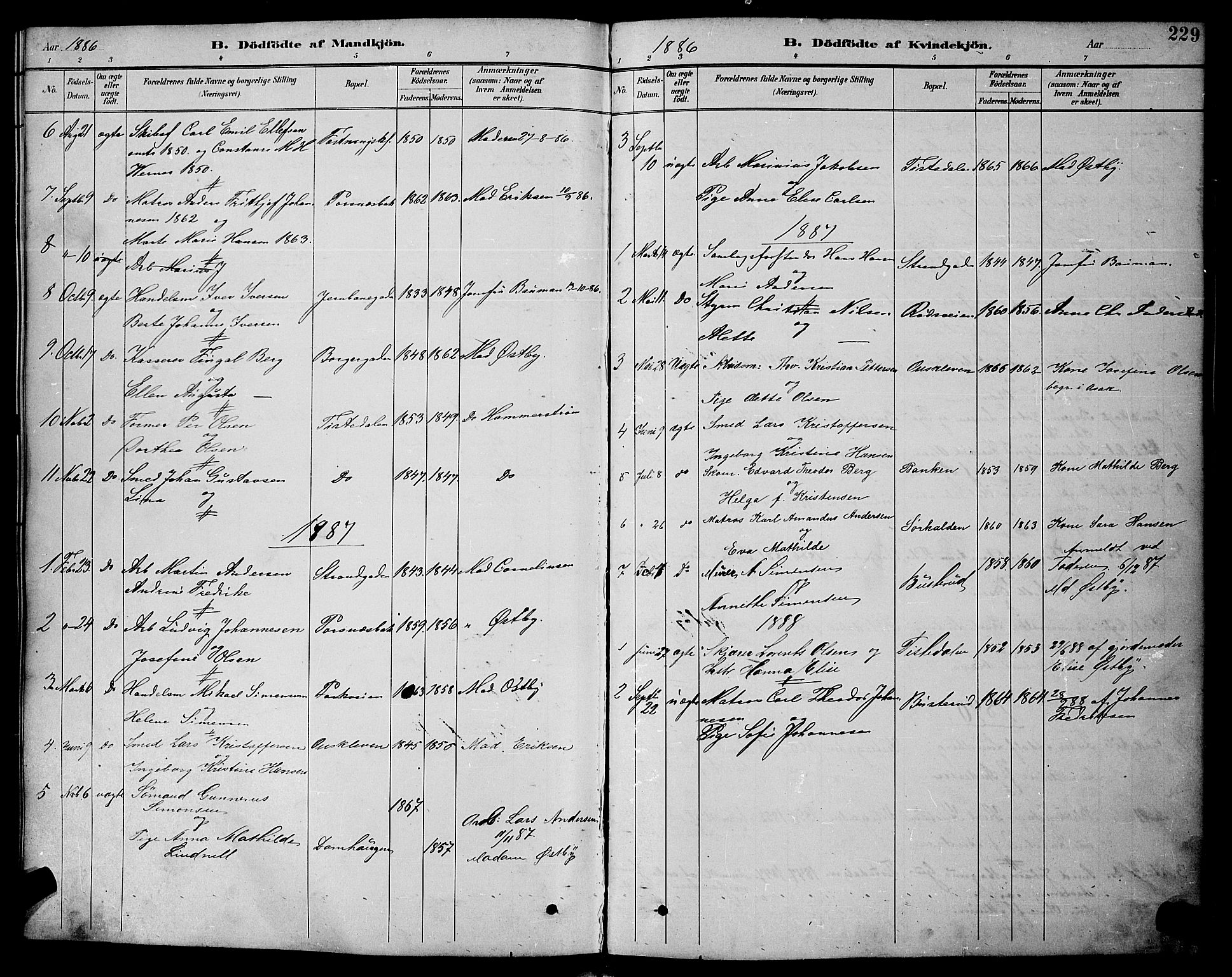 Halden prestekontor Kirkebøker, SAO/A-10909/G/Ga/L0008: Parish register (copy) no. 8, 1885-1899, p. 229