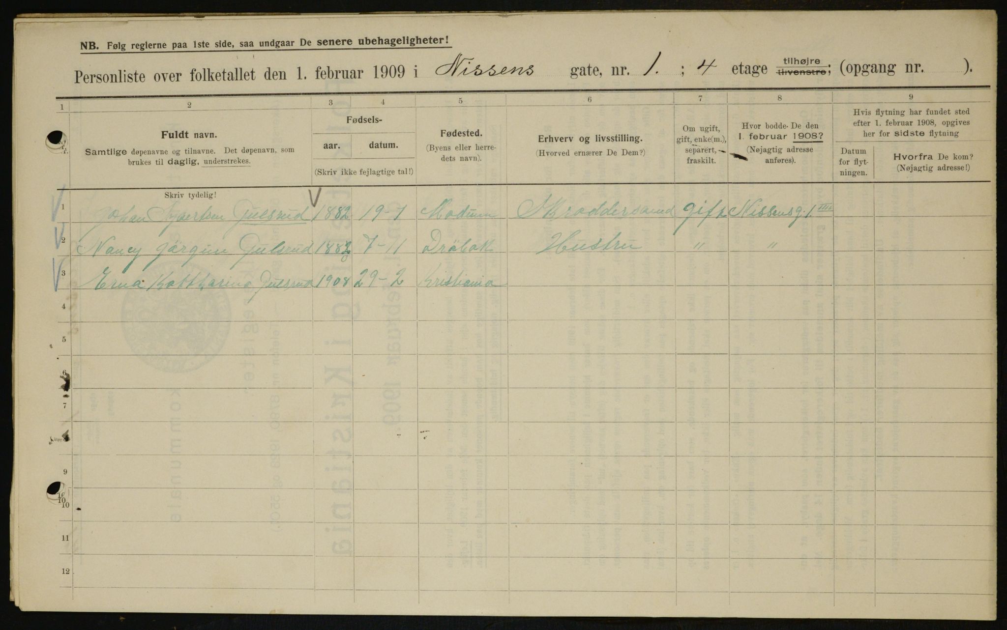 OBA, Municipal Census 1909 for Kristiania, 1909, p. 64360