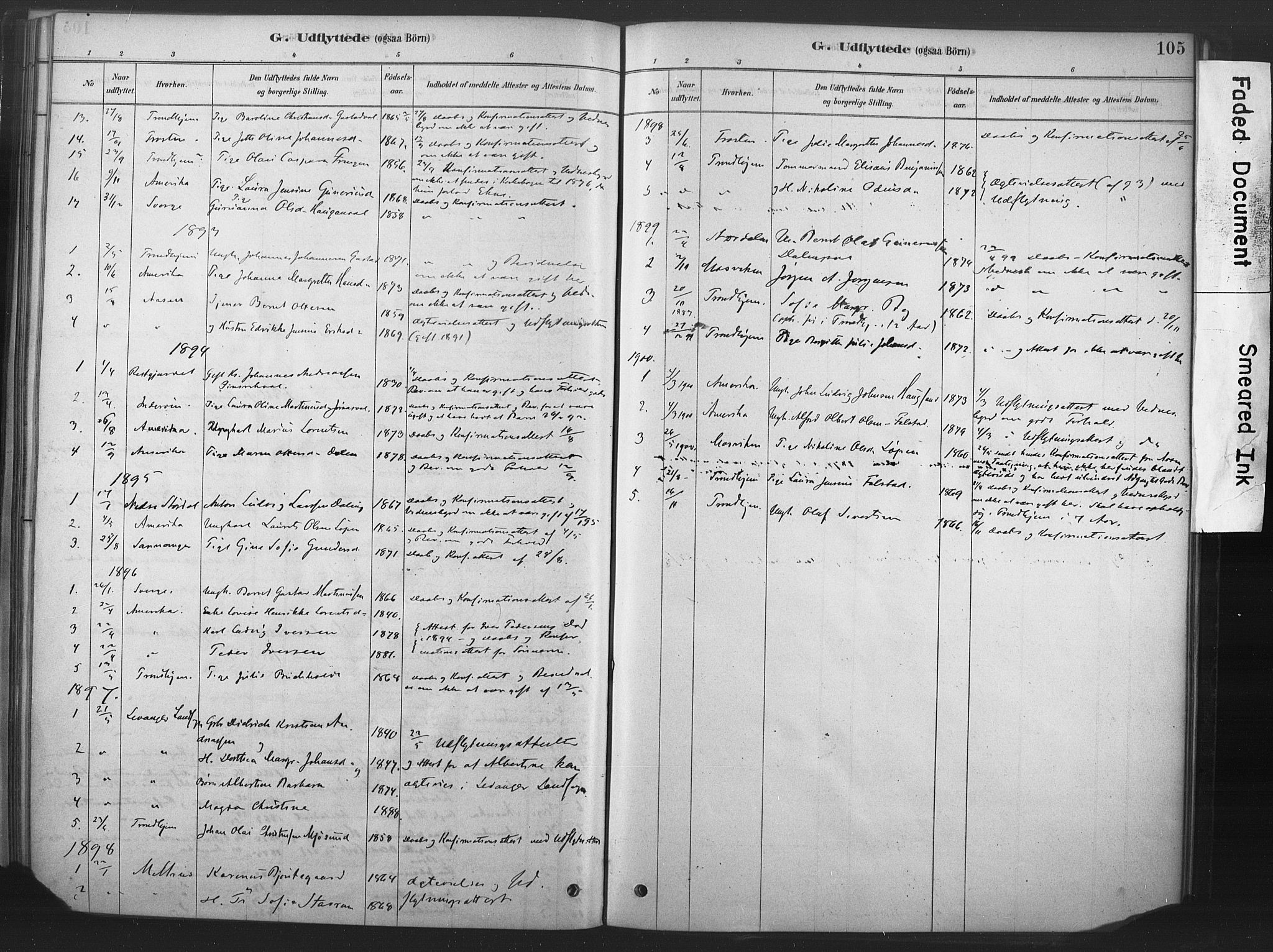 Ministerialprotokoller, klokkerbøker og fødselsregistre - Nord-Trøndelag, SAT/A-1458/719/L0178: Parish register (official) no. 719A01, 1878-1900, p. 105
