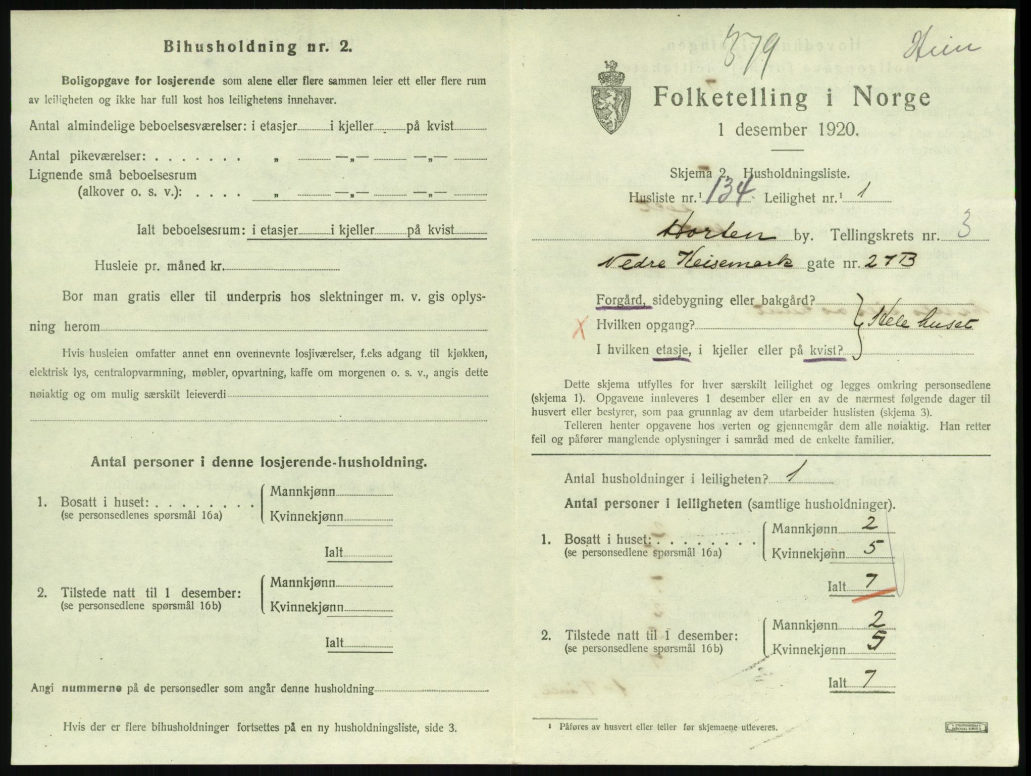 SAKO, 1920 census for Horten, 1920, p. 4575