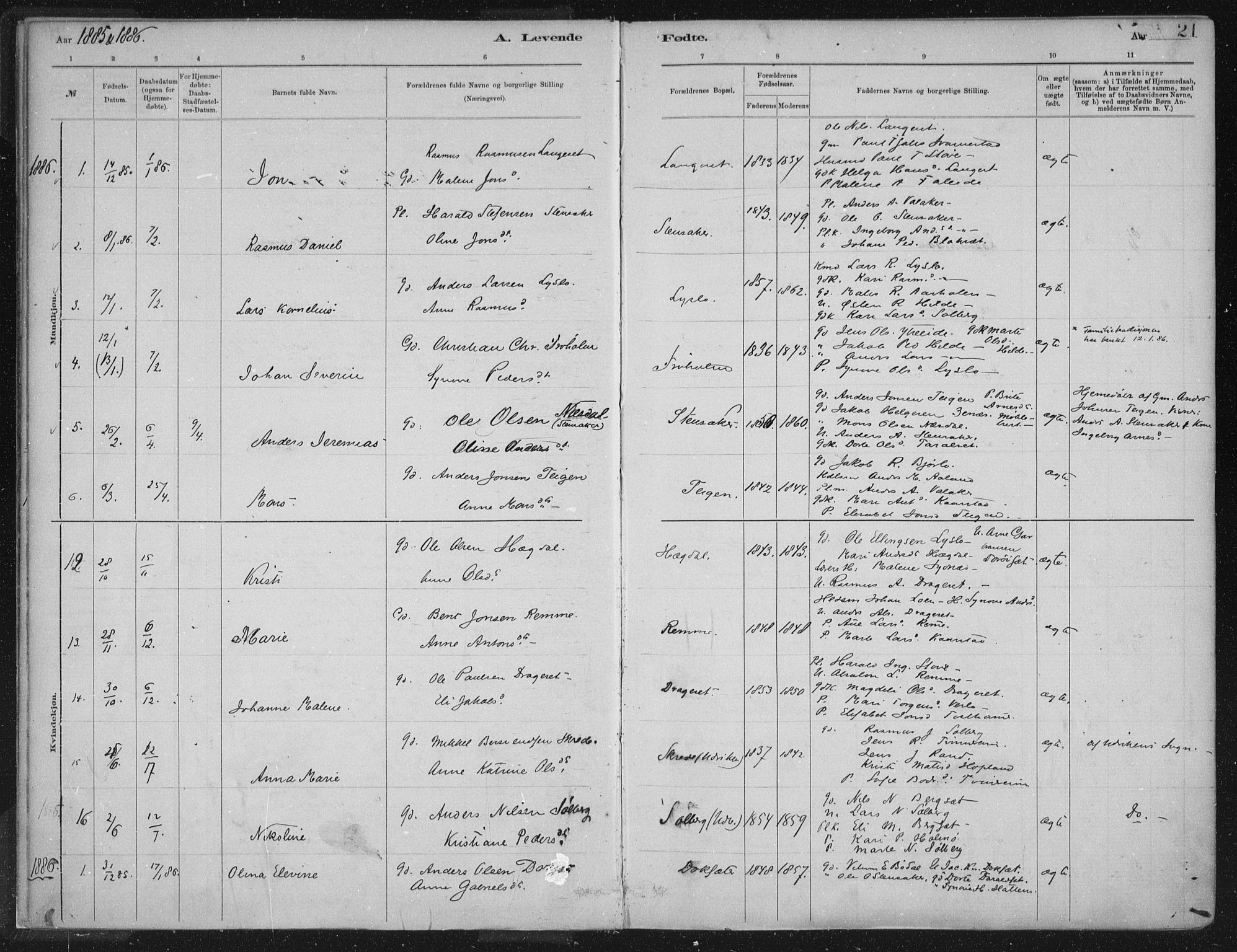 Innvik sokneprestembete, AV/SAB-A-80501: Parish register (official) no. B  1, 1879-1902, p. 21