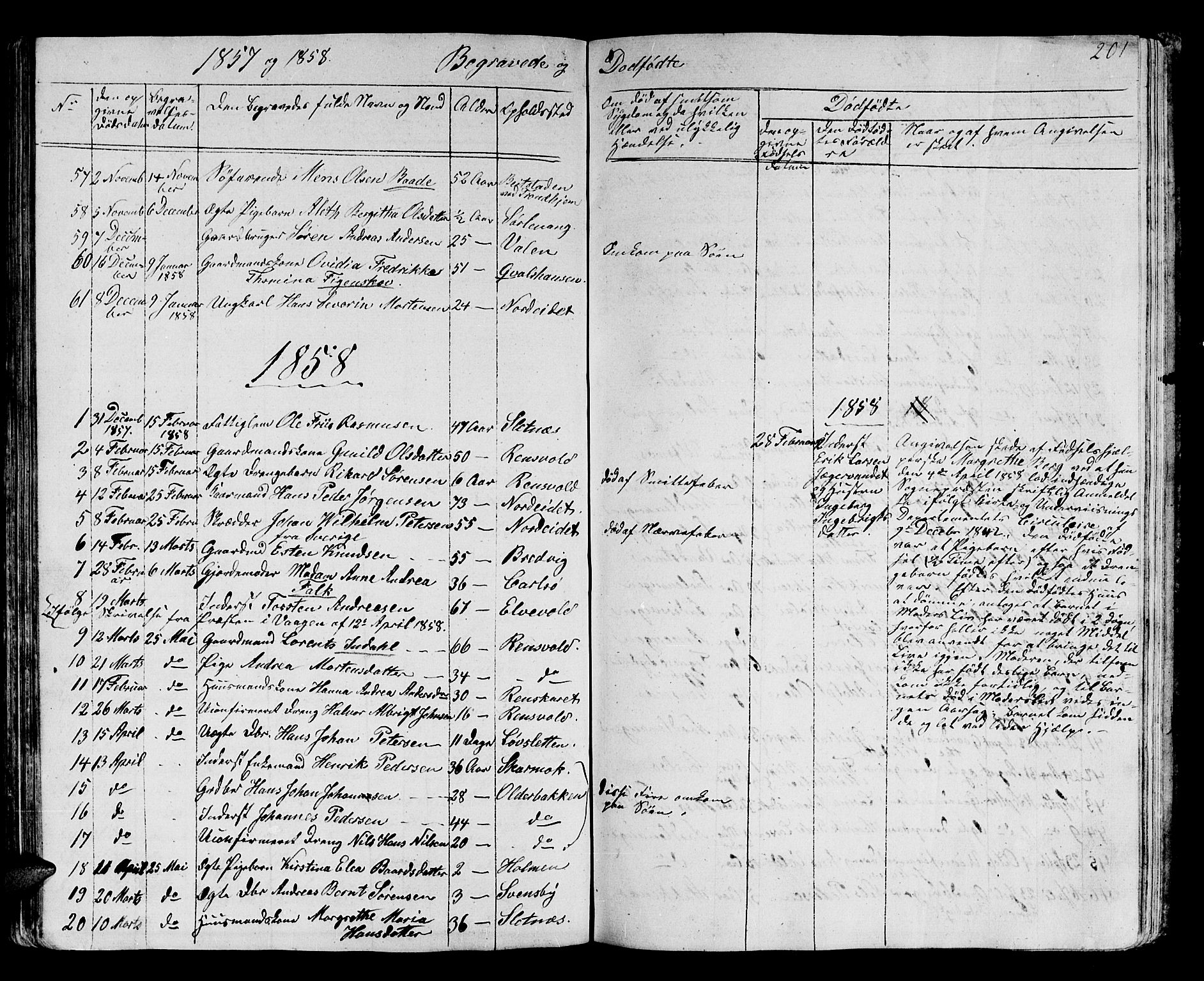 Karlsøy sokneprestembete, SATØ/S-1299/H/Ha/Hab/L0002klokker: Parish register (copy) no. 2, 1843-1861, p. 201