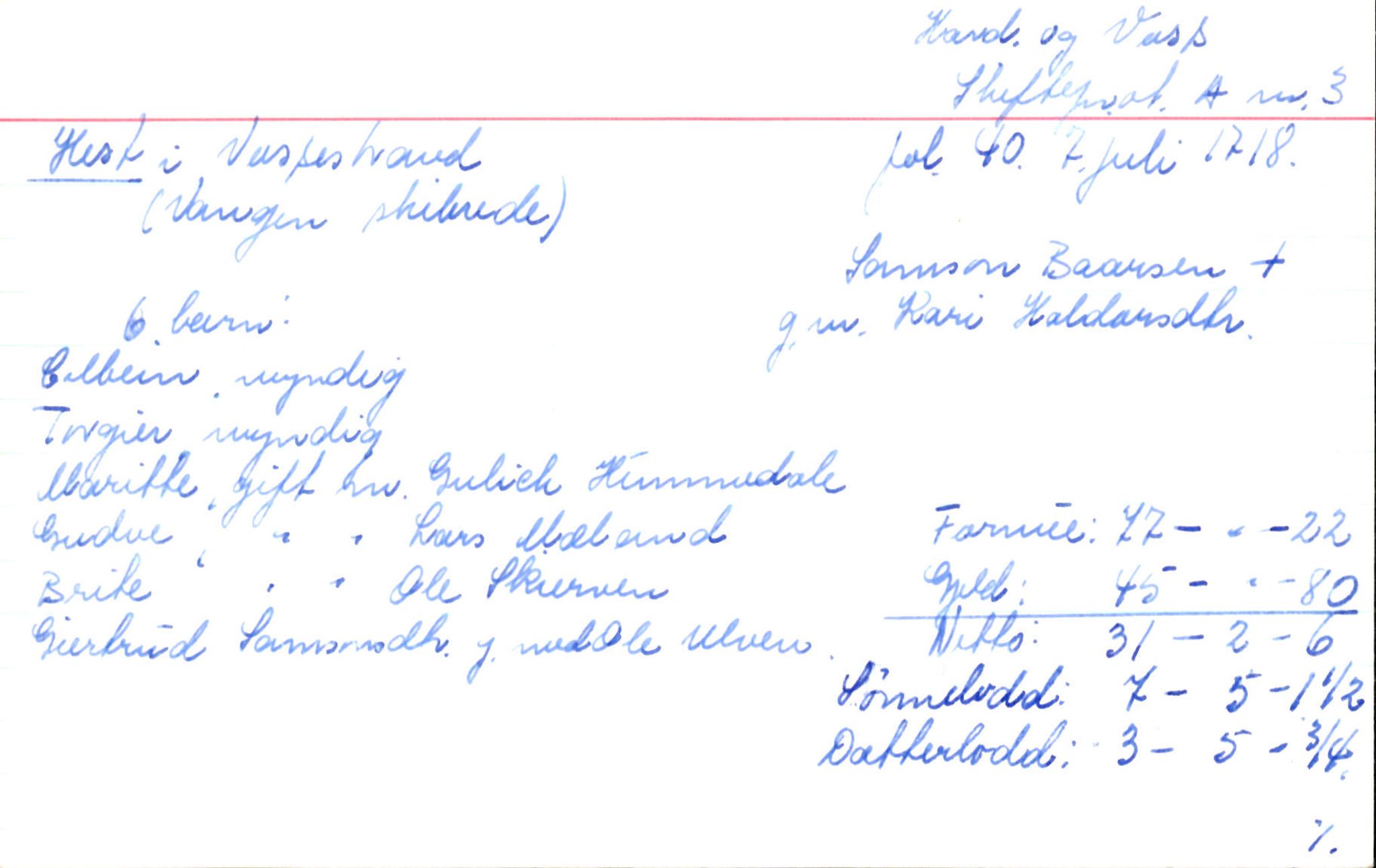 Skiftekort ved Statsarkivet i Bergen, SAB/SKIFTEKORT/002/L0001: Skifteprotokoll nr. 1-3, 1695-1721, p. 1287