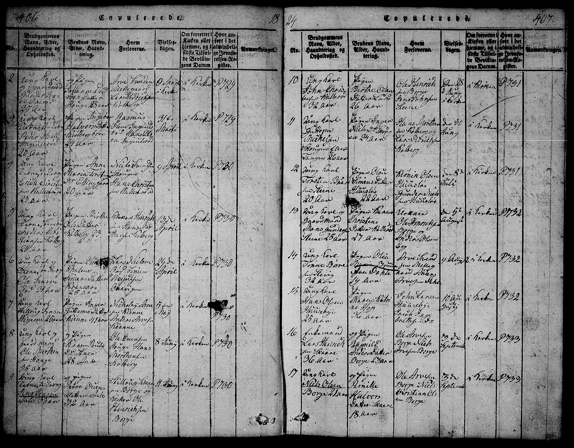 Onsøy prestekontor Kirkebøker, SAO/A-10914/G/Ga/L0001: Parish register (copy) no. I 1, 1814-1840, p. 406-407