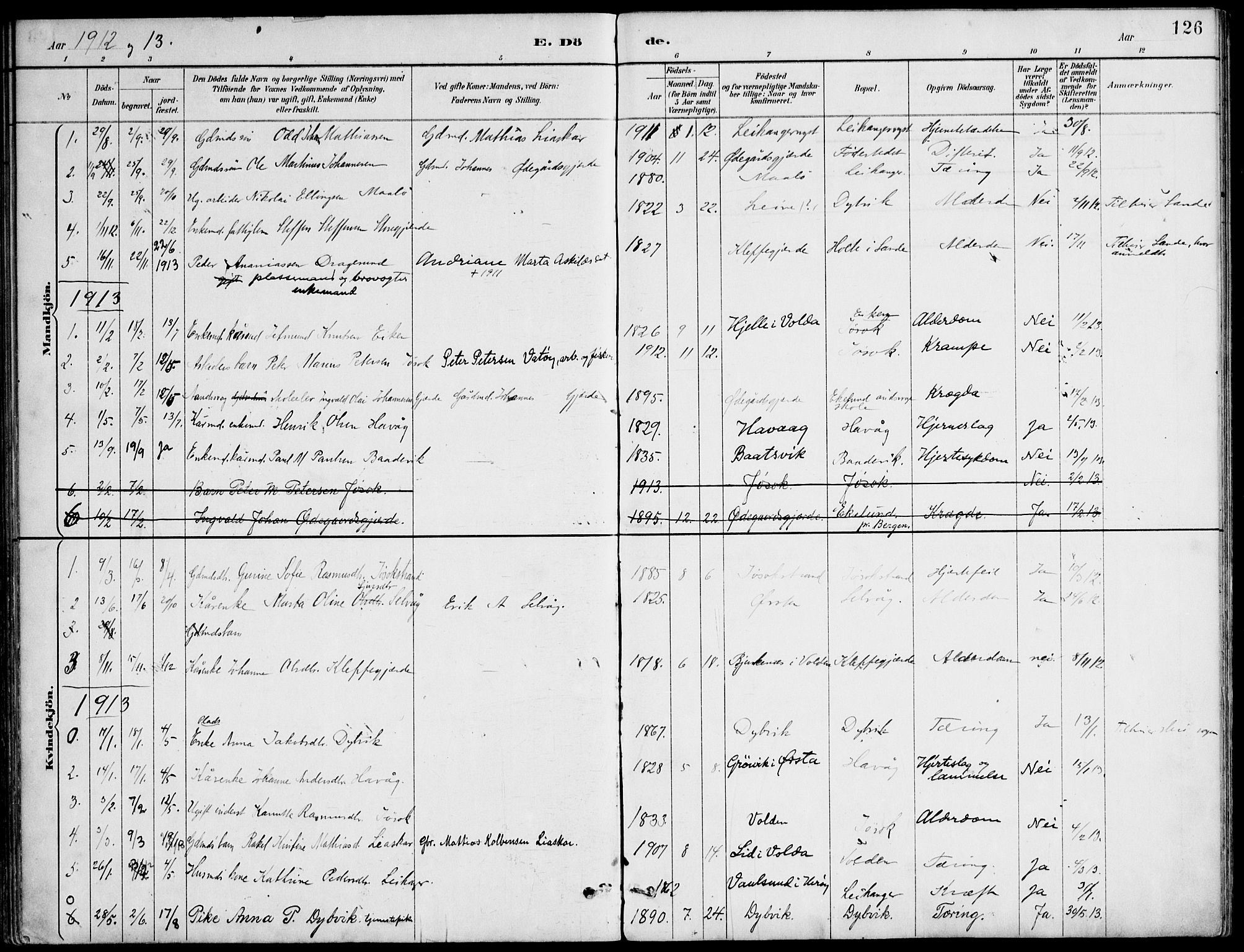 Ministerialprotokoller, klokkerbøker og fødselsregistre - Møre og Romsdal, AV/SAT-A-1454/508/L0095: Parish register (official) no. 508A02, 1887-1920, p. 126