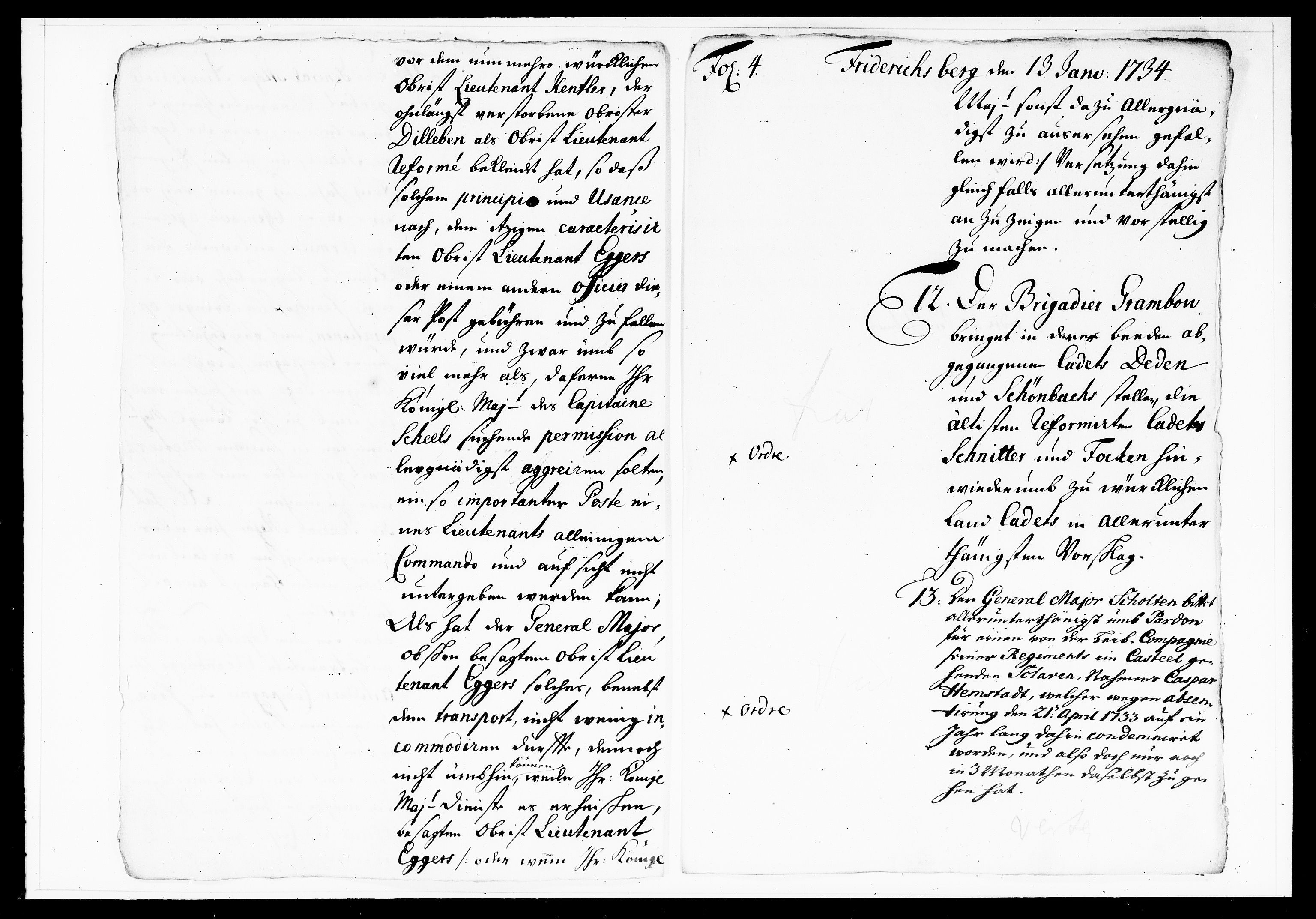 Krigskollegiet, Krigskancelliet, DRA/A-0006/-/1114-1121: Refererede sager, 1734, p. 14