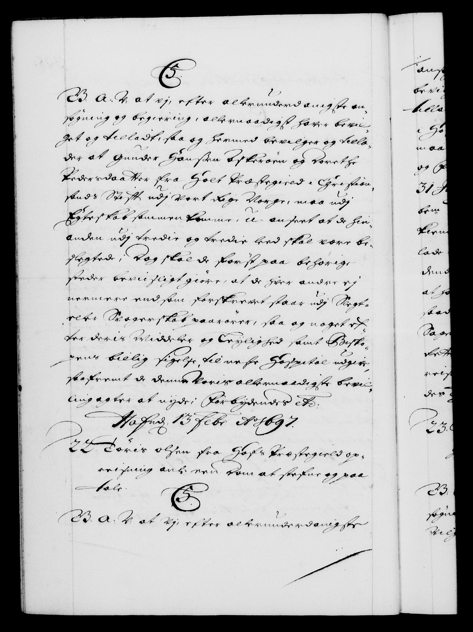 Danske Kanselli 1572-1799, AV/RA-EA-3023/F/Fc/Fca/Fcaa/L0016: Norske registre (mikrofilm), 1692-1697, p. 398b