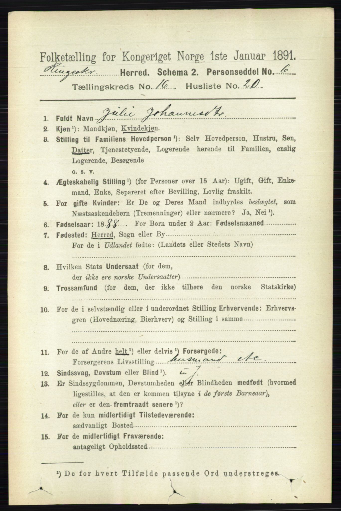 RA, 1891 census for 0412 Ringsaker, 1891, p. 9212