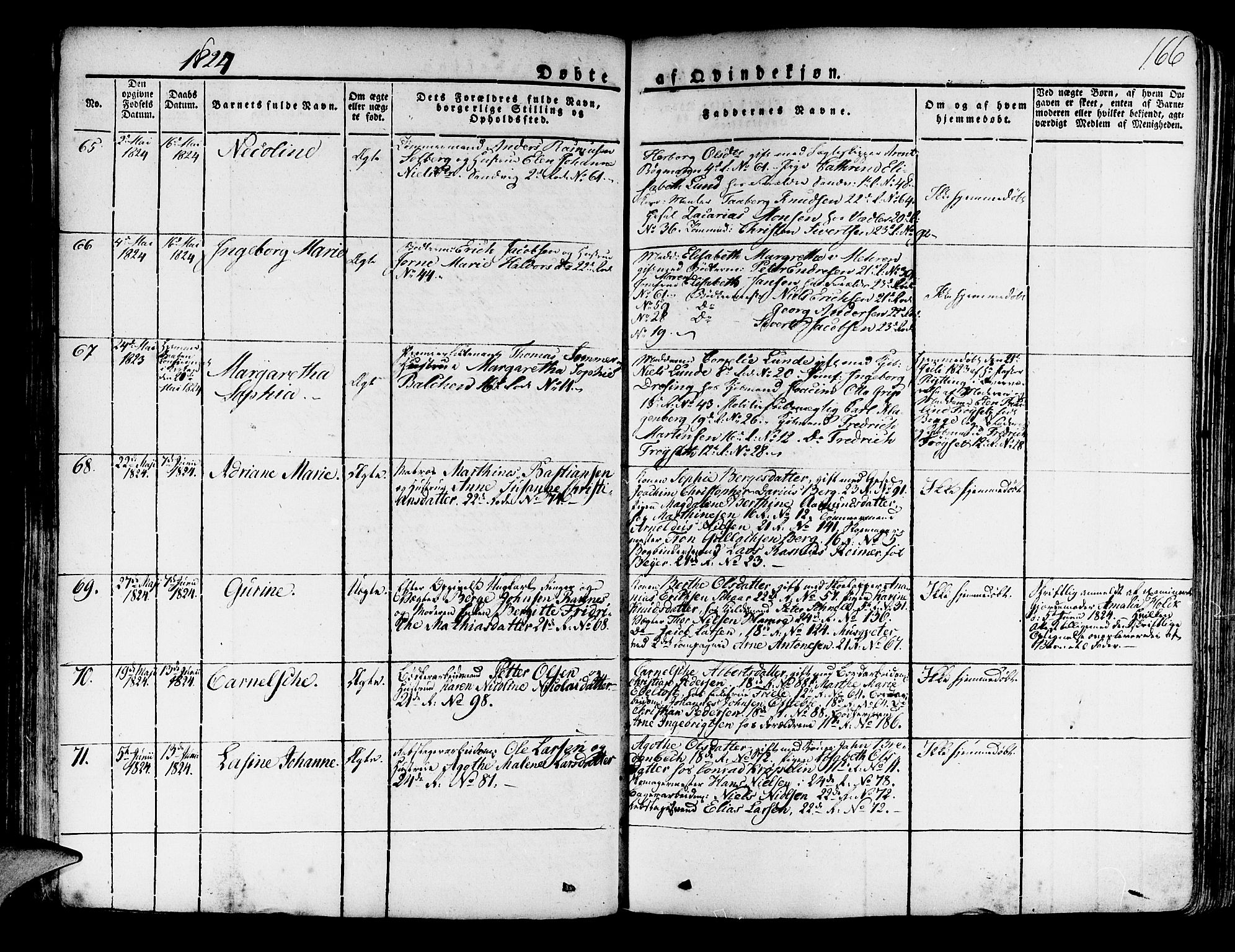 Korskirken sokneprestembete, AV/SAB-A-76101/H/Haa/L0014: Parish register (official) no. A 14, 1823-1835, p. 166