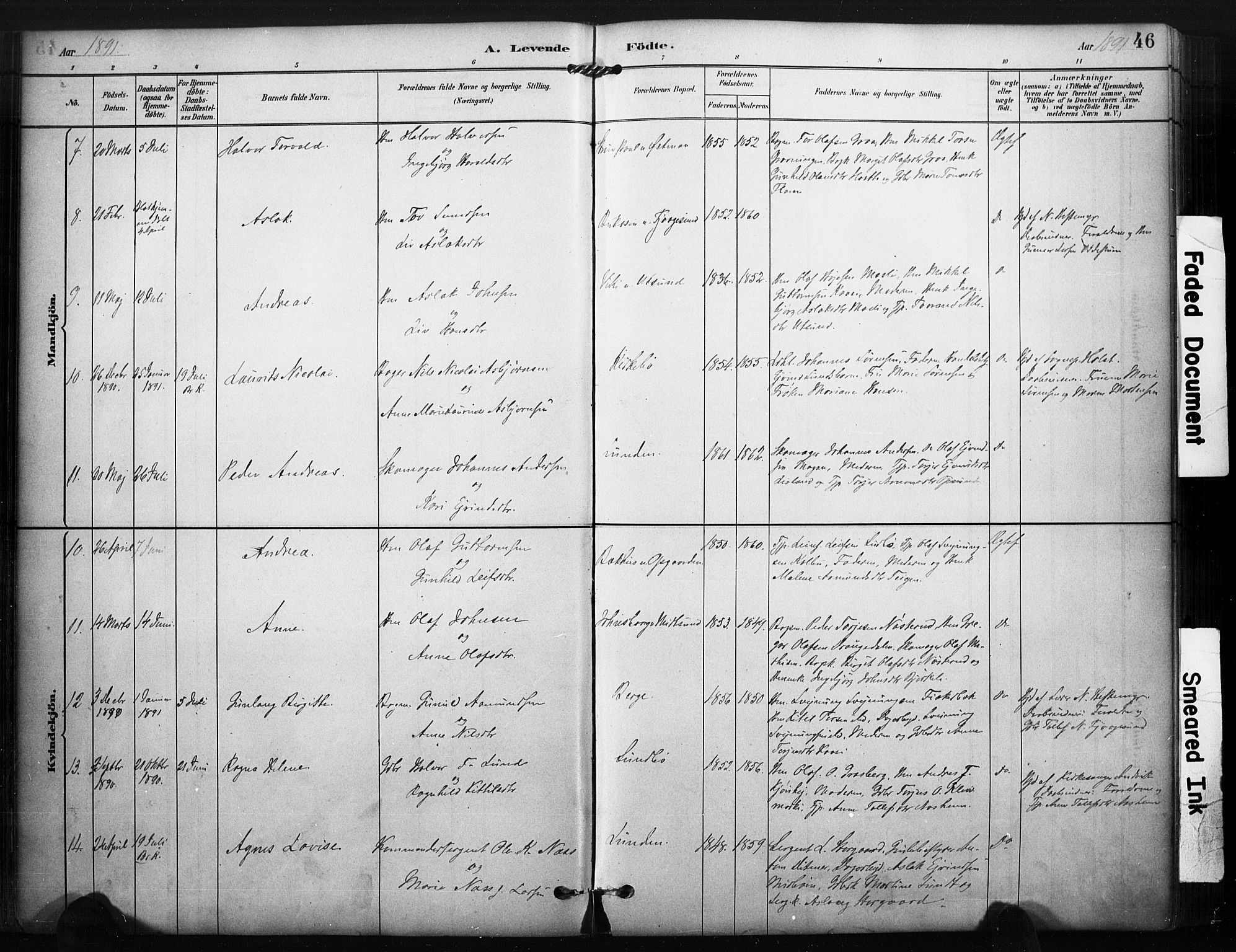 Kviteseid kirkebøker, AV/SAKO-A-276/F/Fa/L0008: Parish register (official) no. I 8, 1882-1903, p. 46