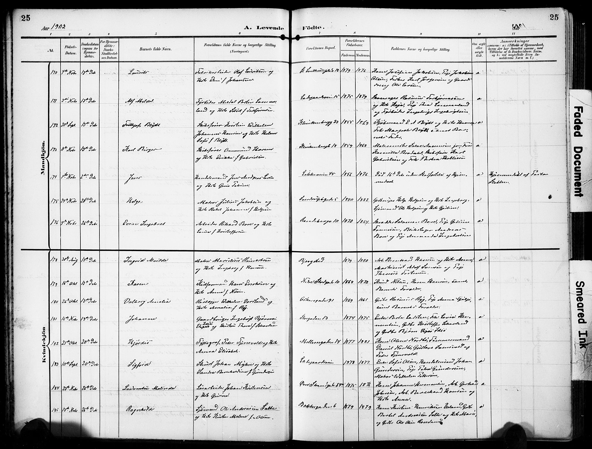 Domkirken sokneprestkontor, AV/SAST-A-101812/001/30/30BB/L0018: Parish register (copy) no. B 18, 1903-1915, p. 25